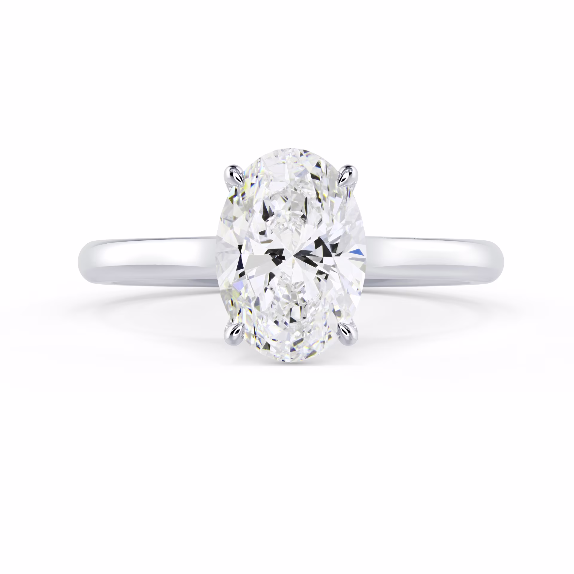 Diamonds Oval Cathedral Solitaire Diamond Engagement Ring in White Gold (Main View)