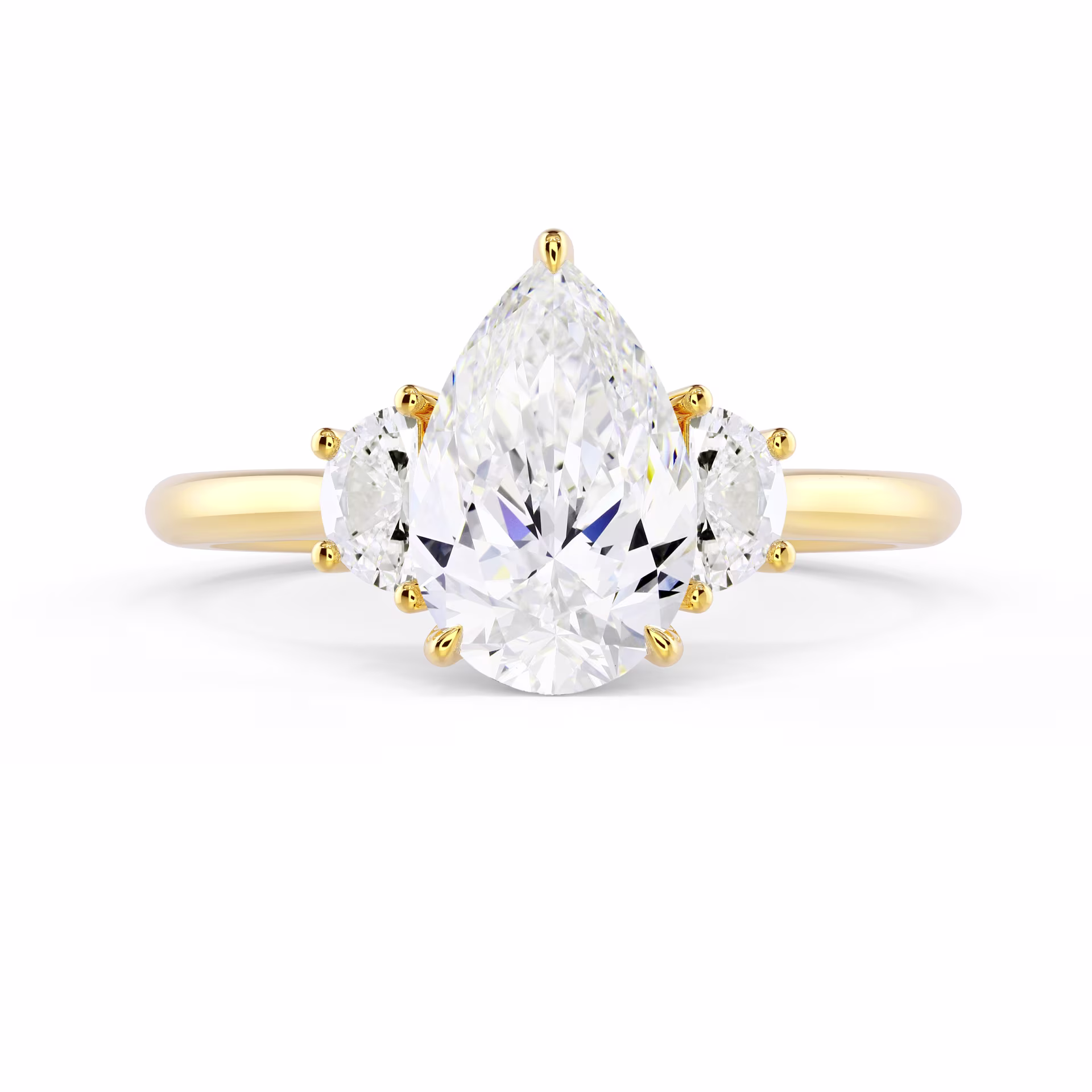 Diamonds Pear and Half Moon Diamond Engagement Ring in Yellow Gold (Main View)