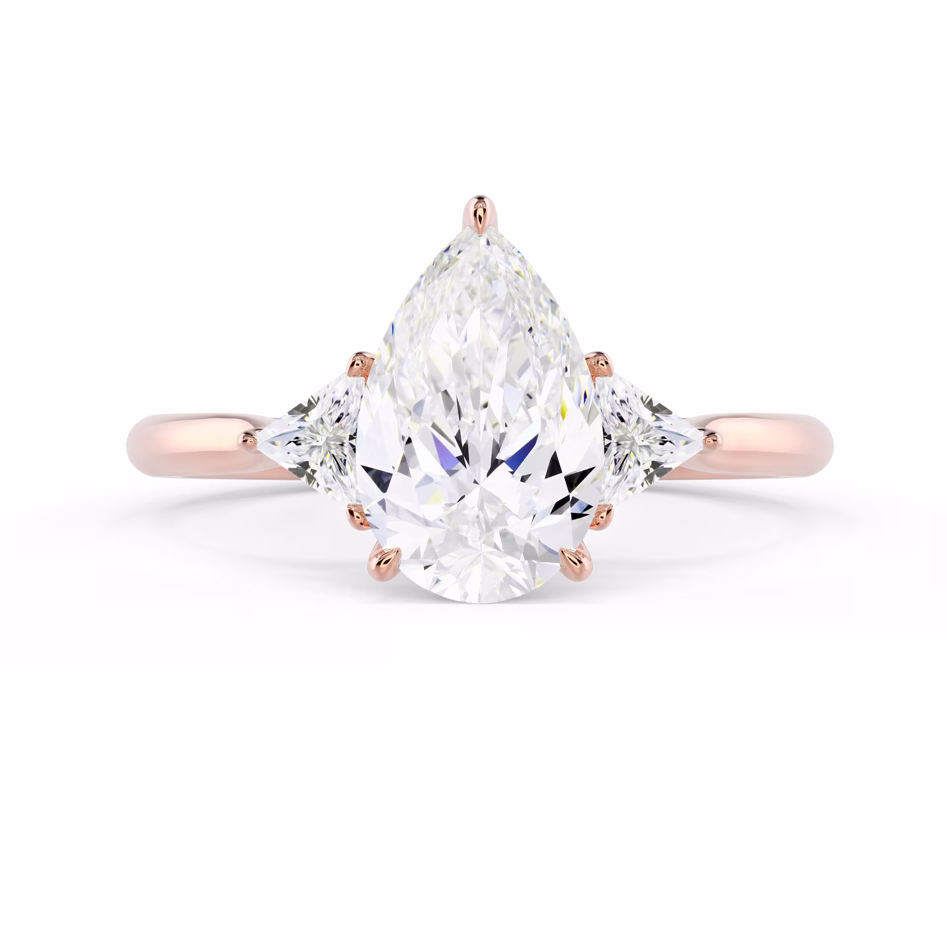 Rose Gold Pear and Trillion Setting featuring Lab Diamonds (Main View)