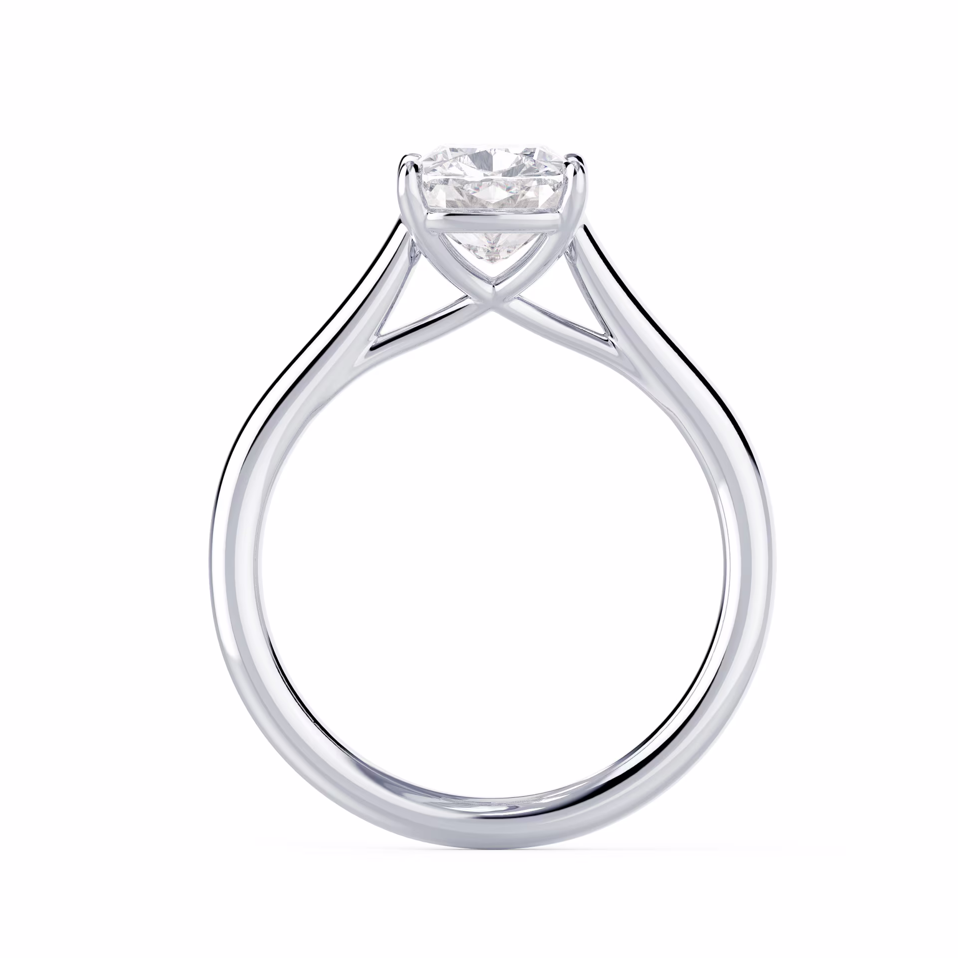 White Gold Cushion Trellis Solitaire featuring Diamonds (Profile View)