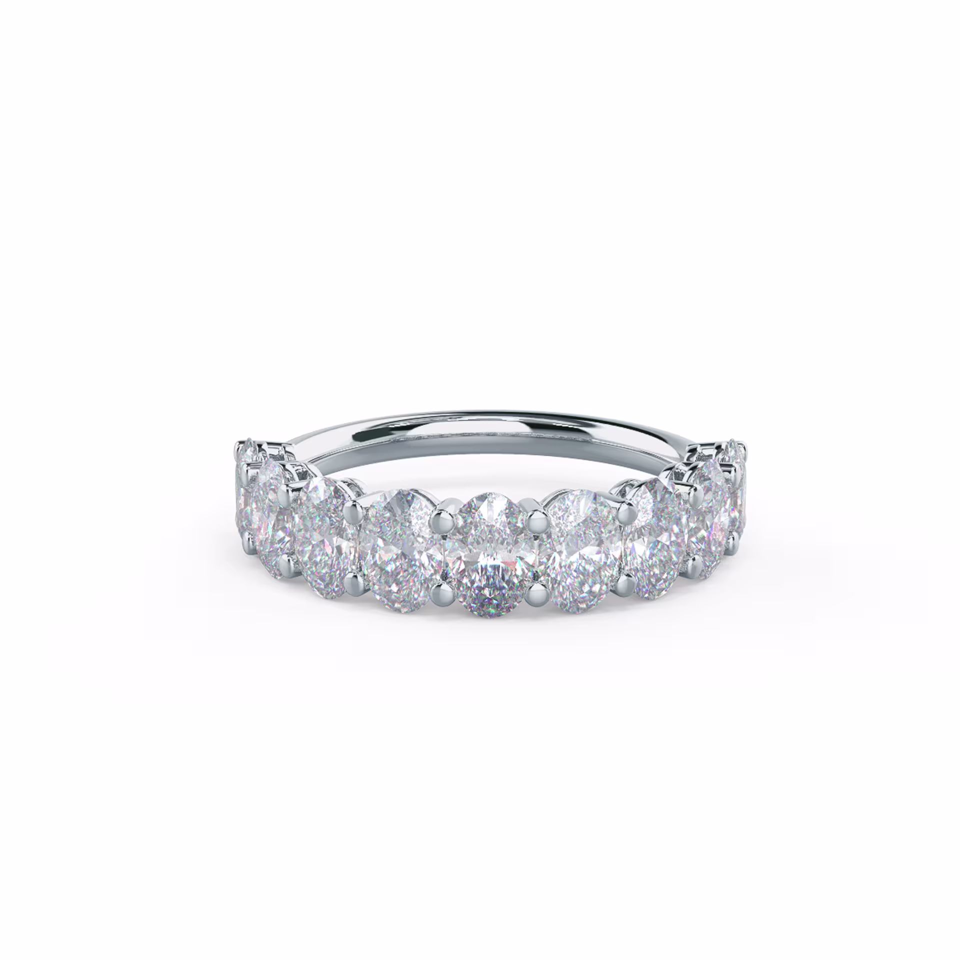 18 Karat White Gold Oval Basket Half Band featuring 2.5 ct Diamonds (Main View)