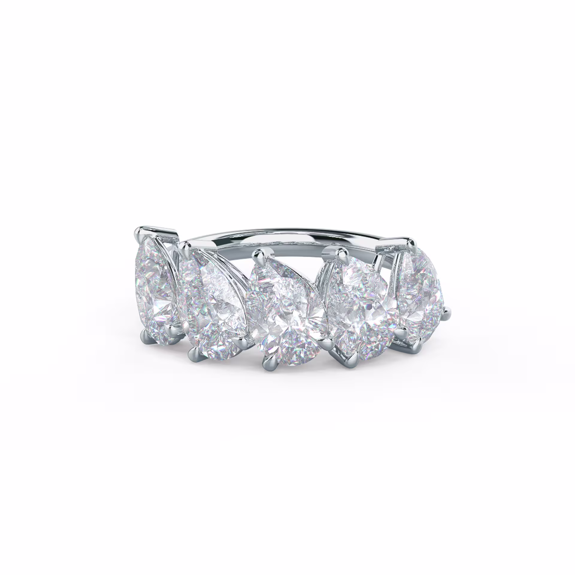 3.5 ct Lab Diamonds Pear Angled Five Stone in 18k White Gold (Main View)