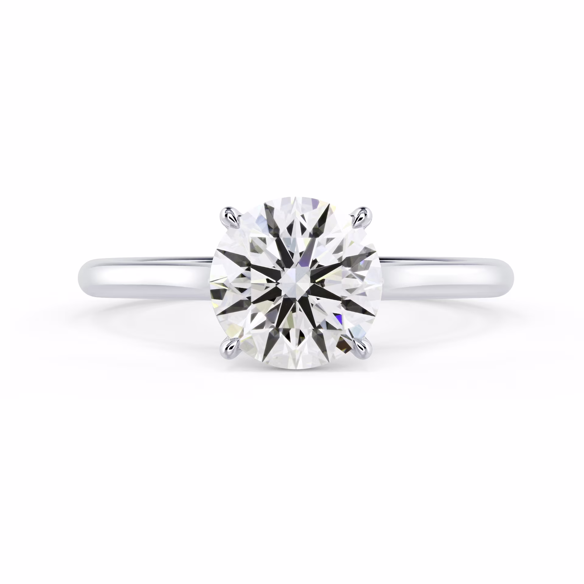 Diamonds set in White Gold Round Trellis Solitaire (Main View)