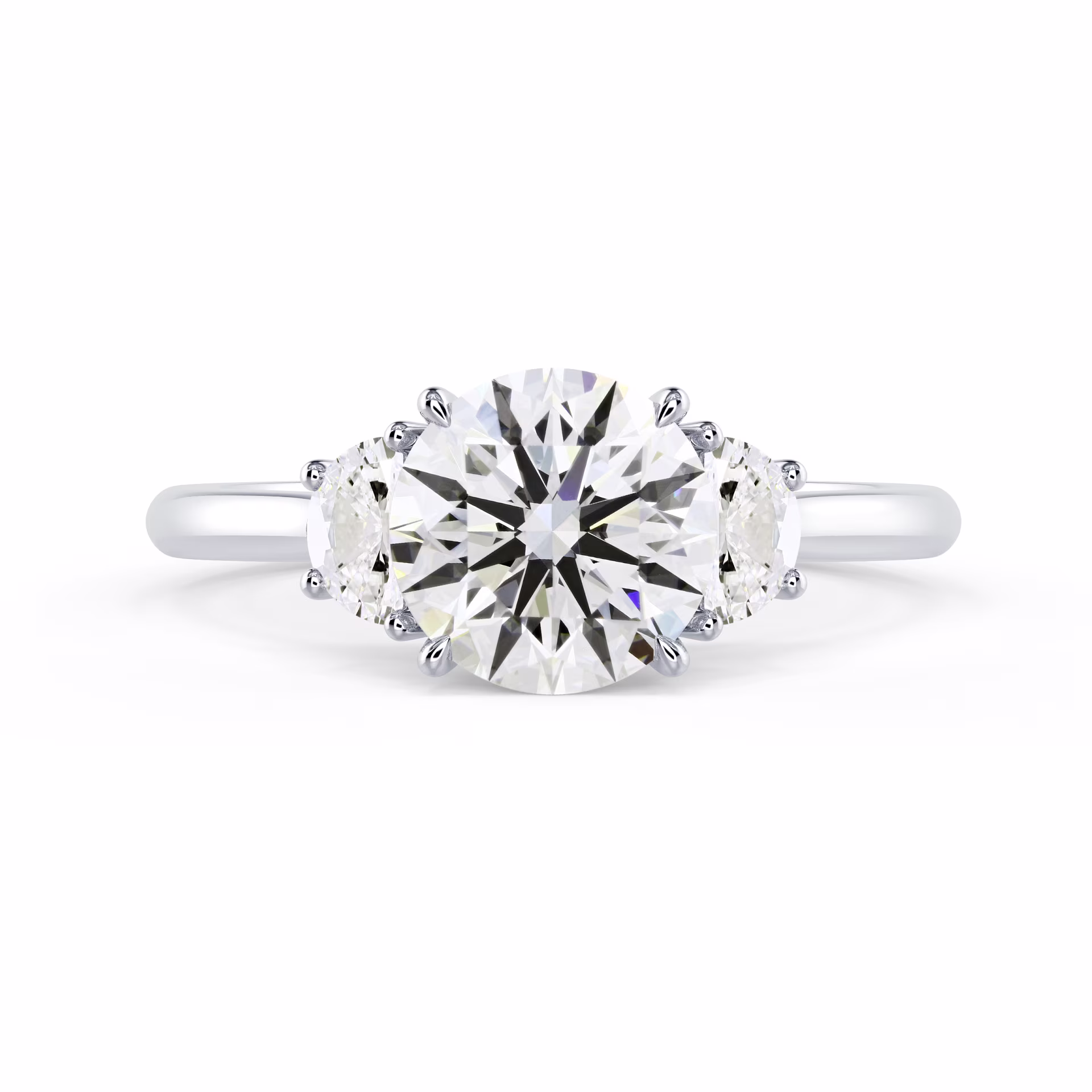 Lab Diamonds Round and Half Moon Setting in White Gold (Main View)