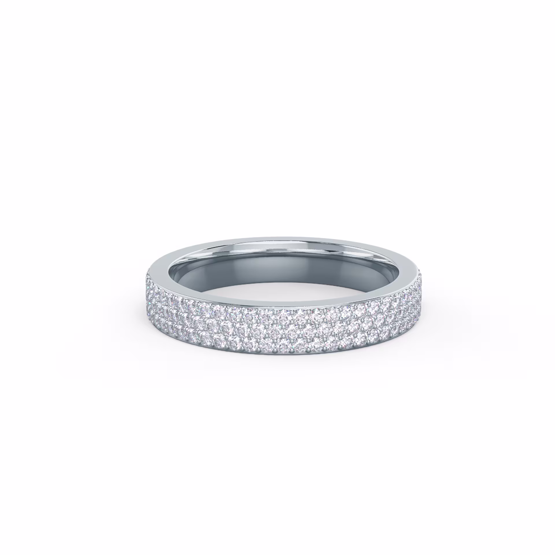 0.85 ct Round Brilliant Lab Diamonds Three Row Pavé Eternity Band in 18k White Gold (Main View)
