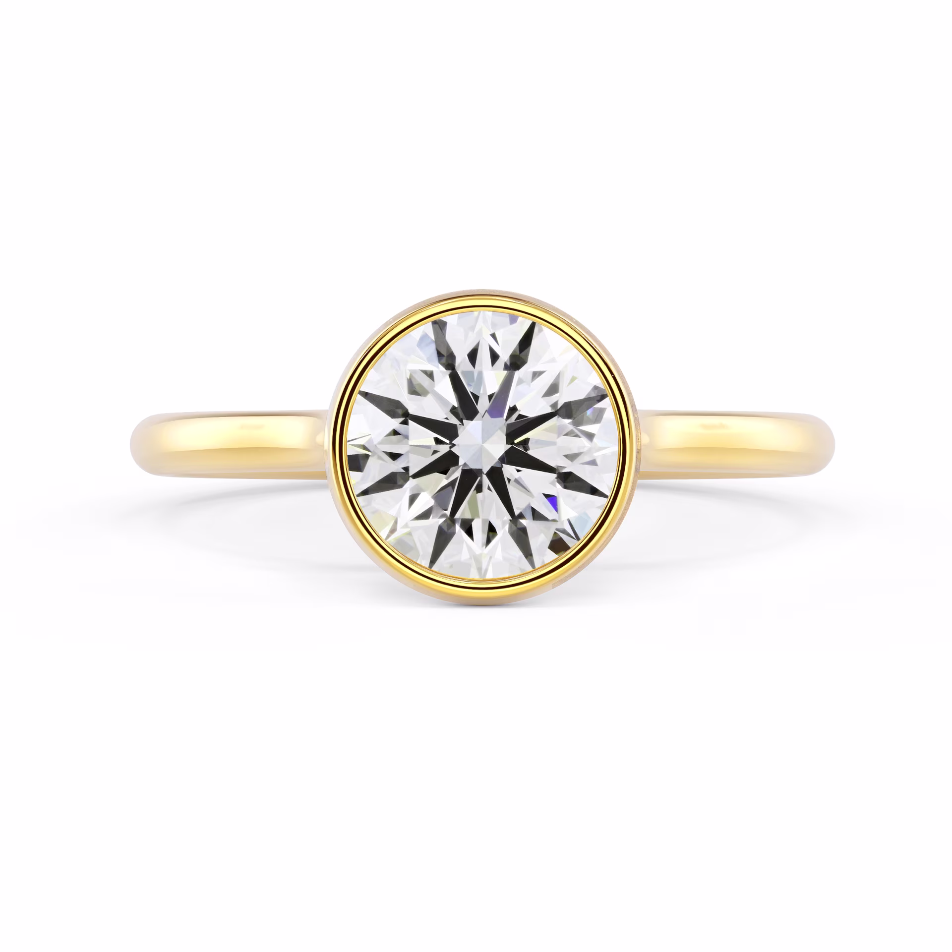 Diamonds set in Yellow Gold Bezel Solitaire (Main View)