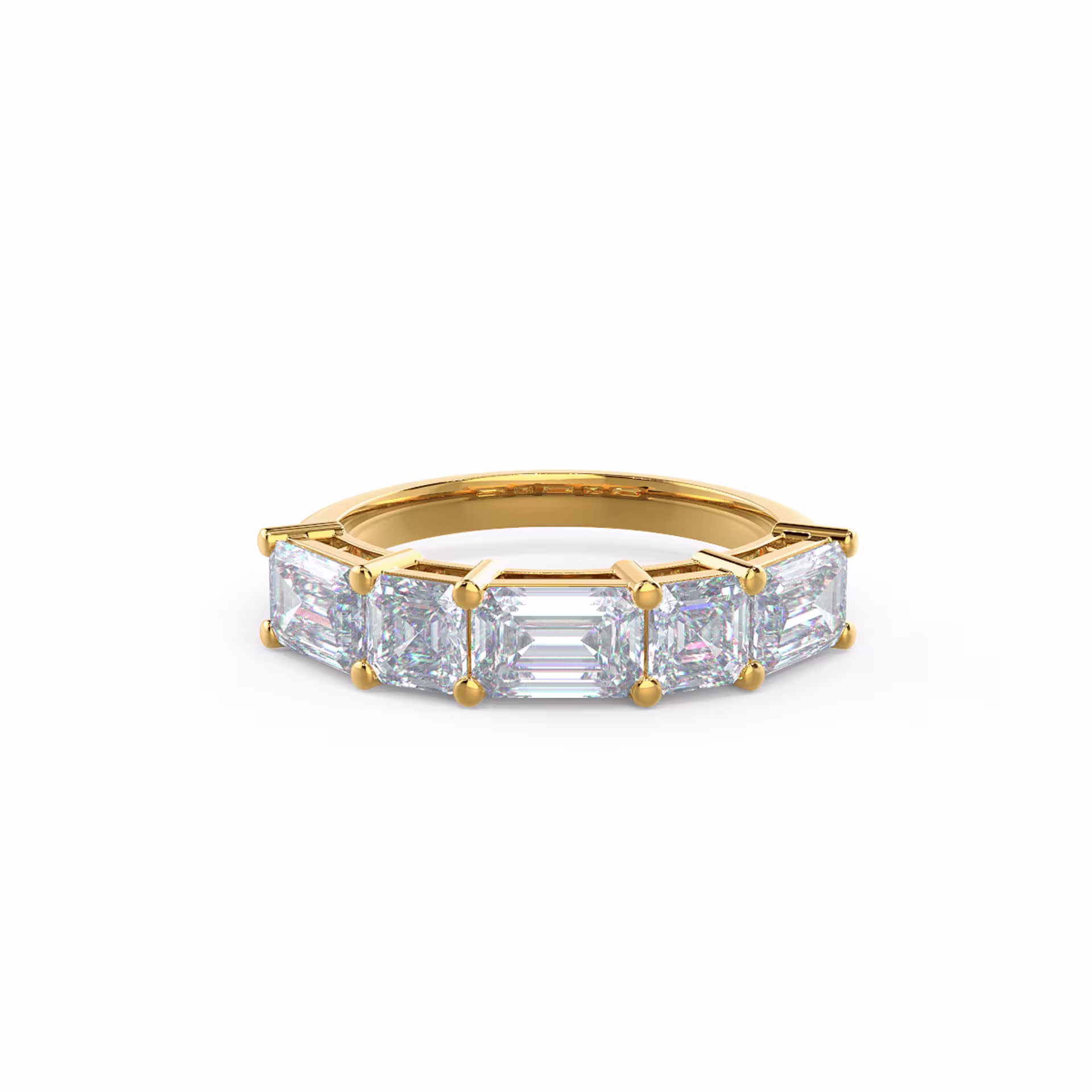 Hand Selected 2.6 ct Lab Diamonds set in 14kt Yellow Gold Emerald and Asscher East-West Five Stone (Main View)