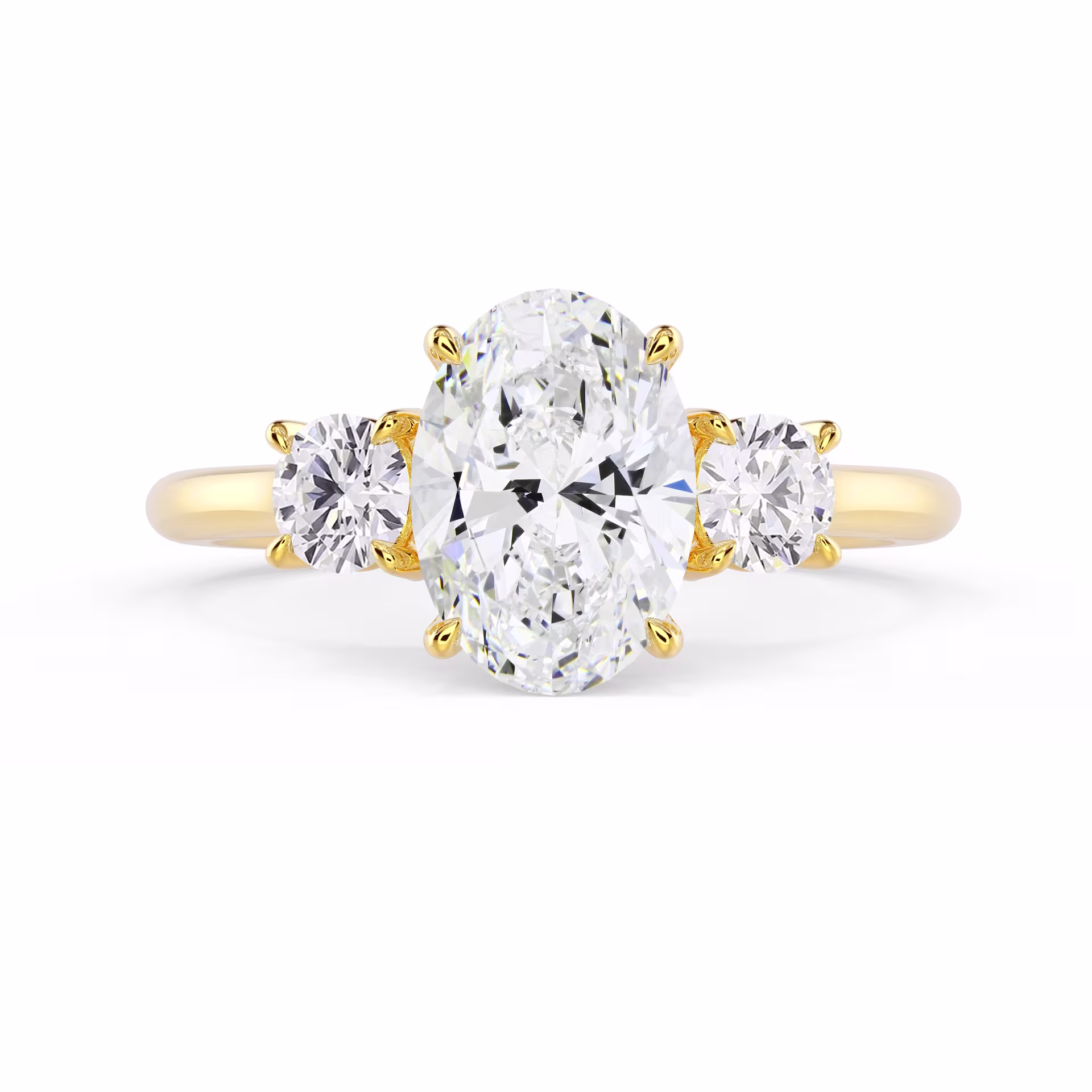 Diamonds Oval and Round Diamond Engagement Ring in Yellow Gold (Main View)