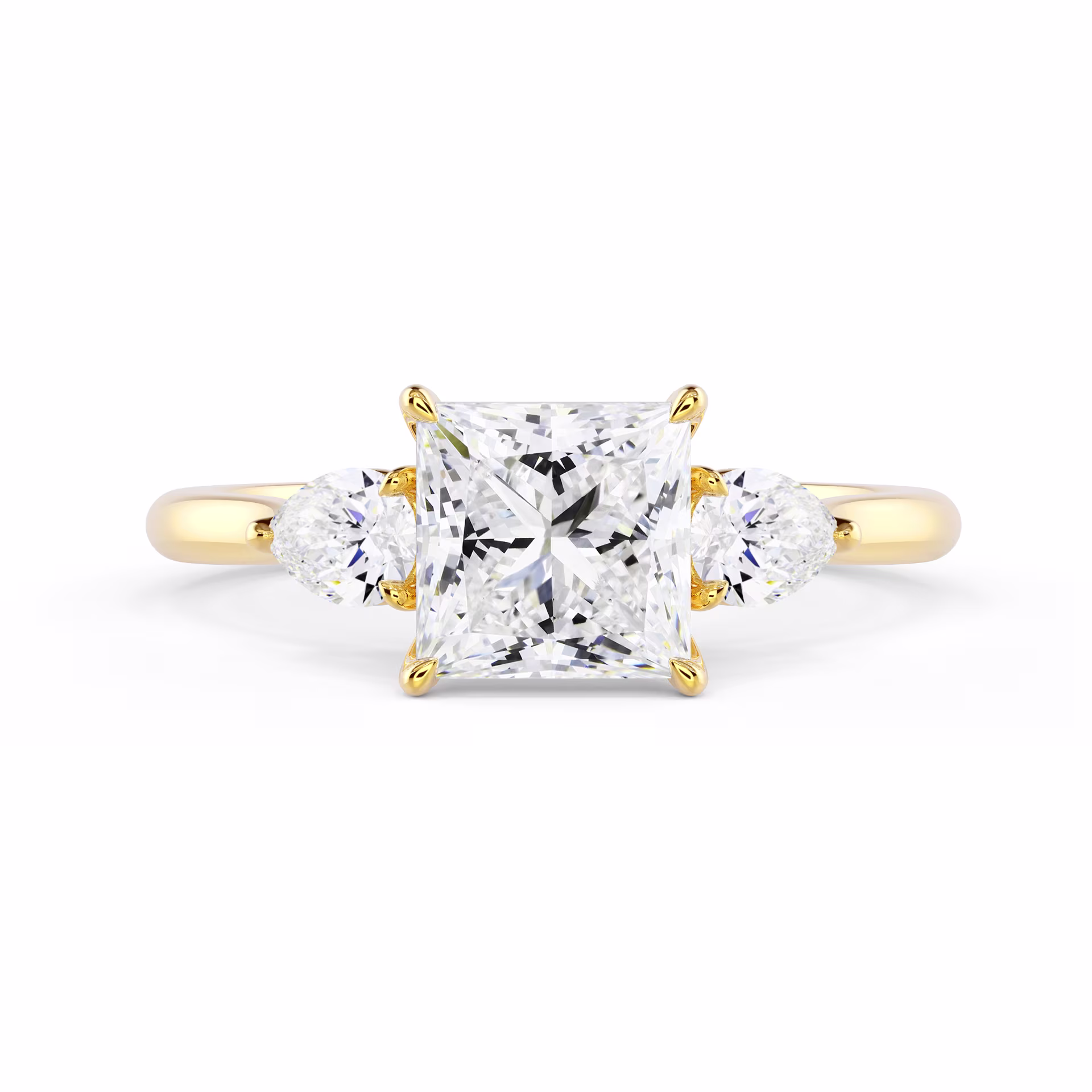 Diamonds set in Yellow Gold Princess and Pear Setting (Main View)