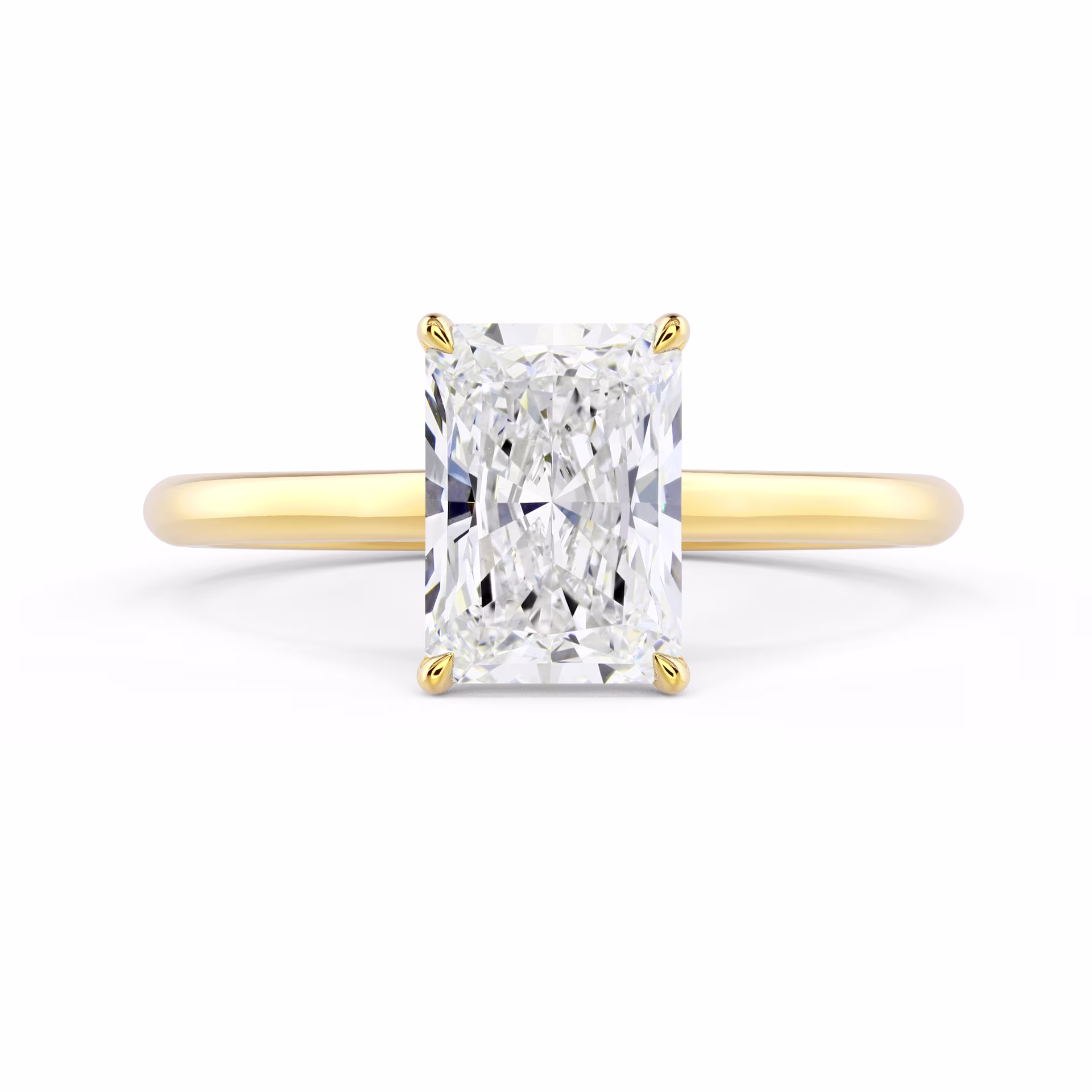 Hand Selected Diamonds set in Yellow Gold Radiant Cathedral Solitaire (Main View)