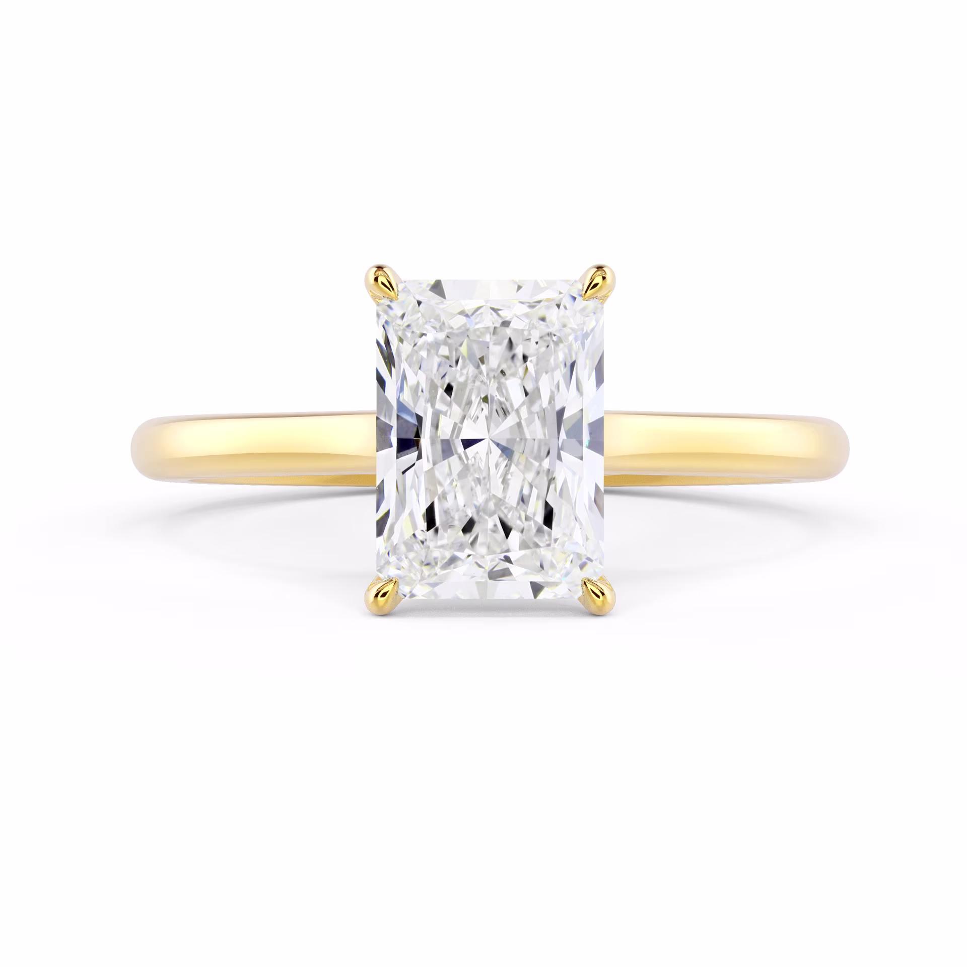 Hand Selected Lab Diamonds set in Yellow Gold Radiant Trellis Solitaire (Main View)