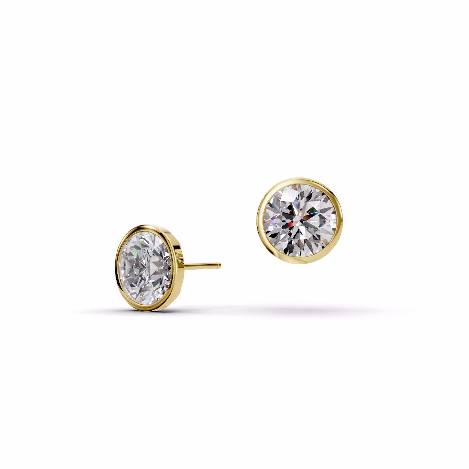 High Quality 4.0 Carat Diamonds 4ctw Round Brilliant Diamond Bezel Stud Earrings in 14k Yellow Gold in 14k Yellow Gold (Main View)