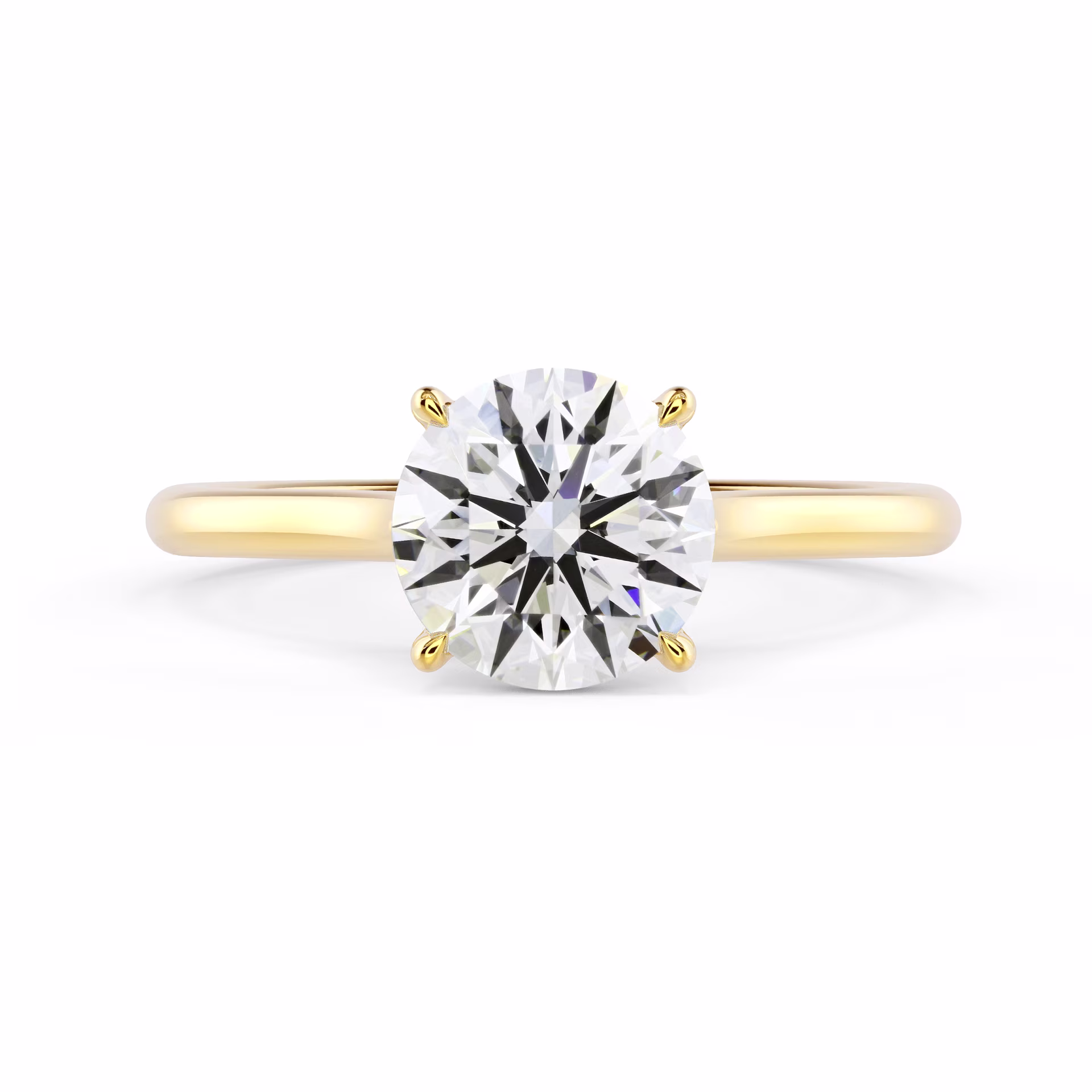 Yellow Gold Round Trellis Solitaire featuring High Quality Lab Grown Diamonds (Main View)