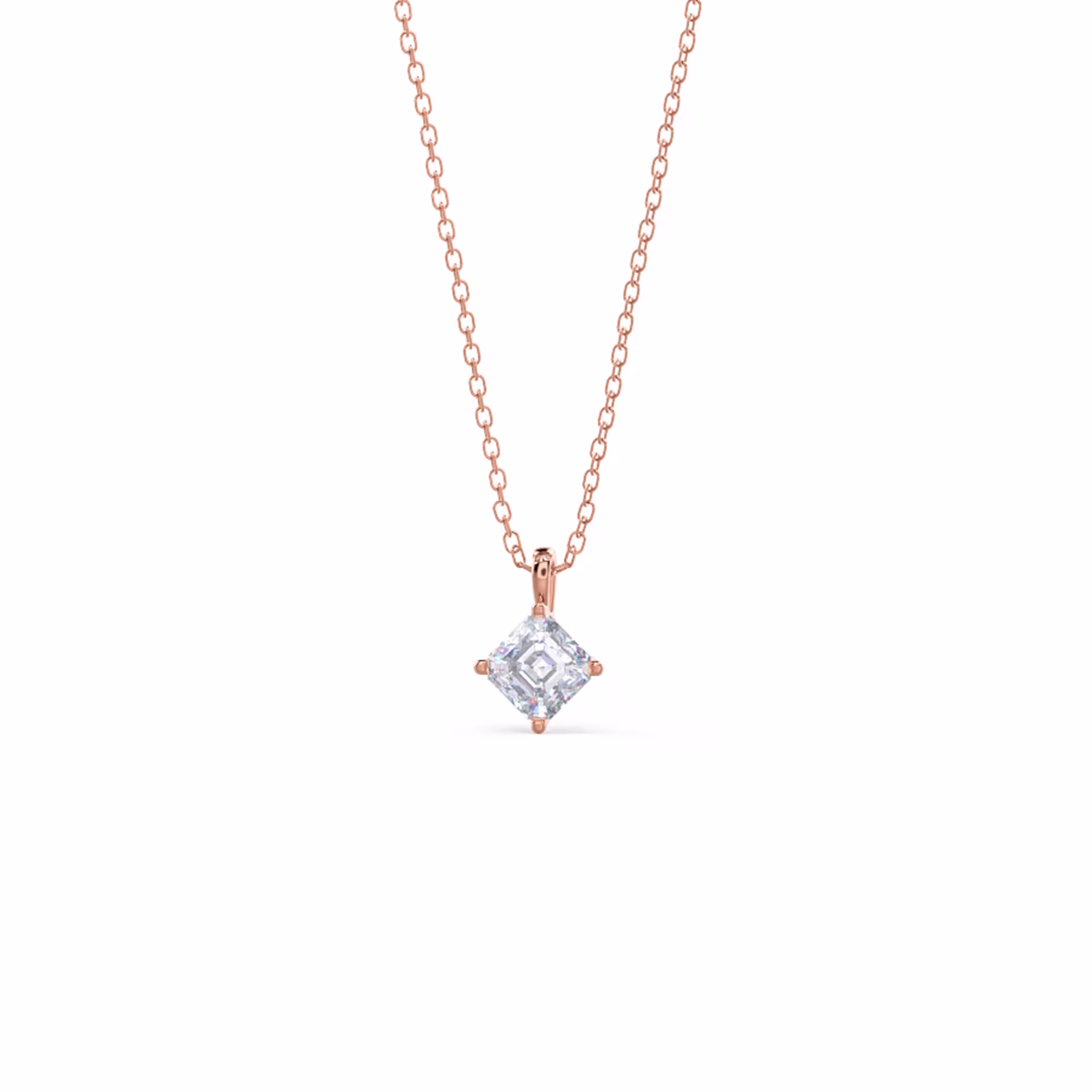0.7 ct Diamonds set in 14k Rose Gold Asscher Cut Diamond Solitaire Pendant (Main View)