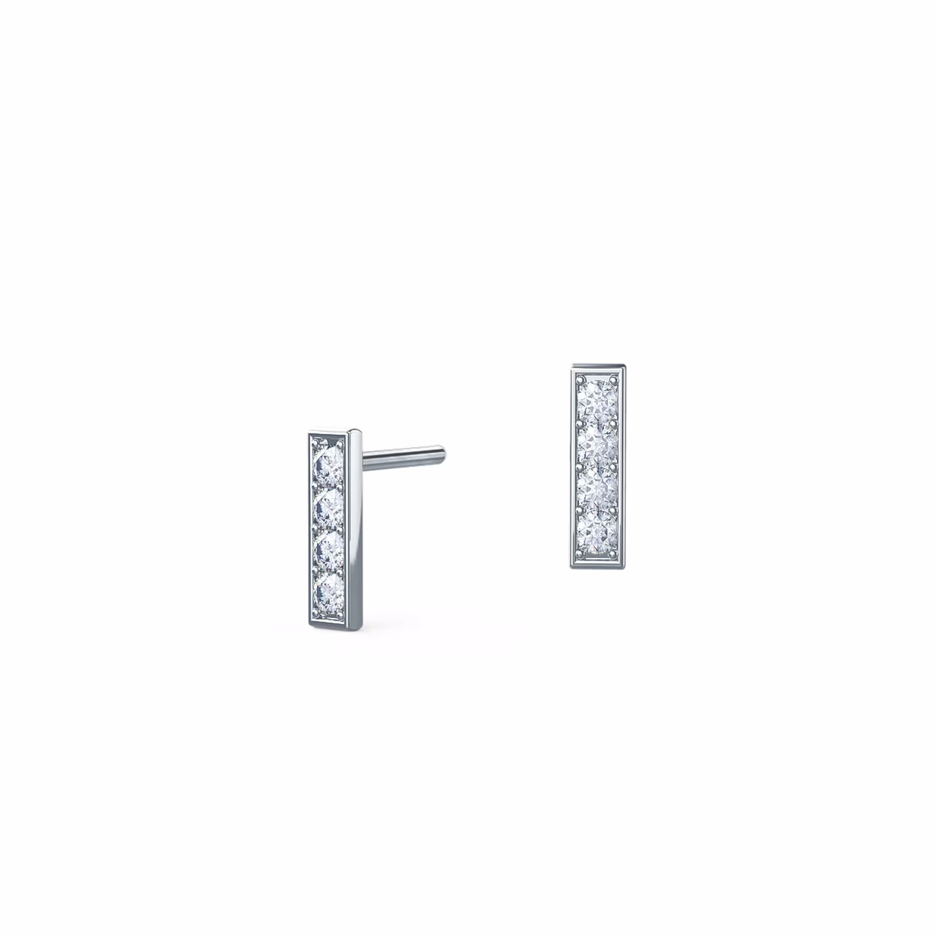 0.24 Carat Round Brilliant Diamonds set in 14k White Gold Diamond Bar Earrings (Main View)