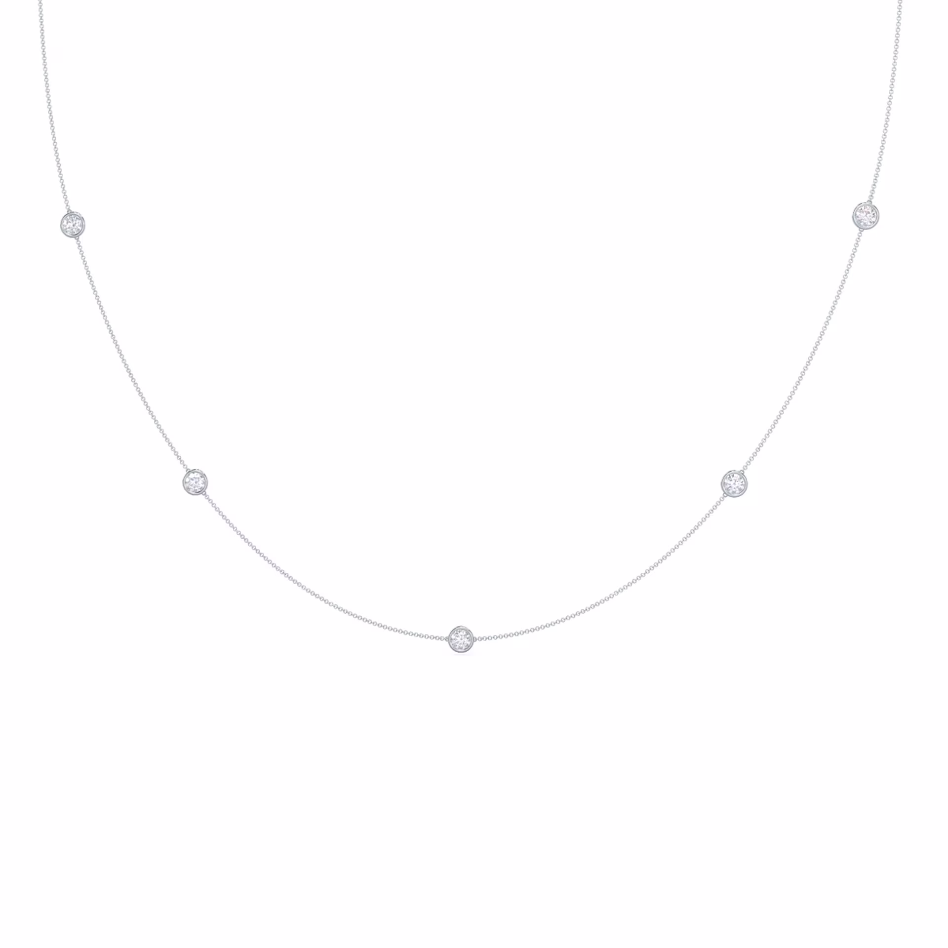 Round Lab Diamonds set in White Gold Five Bezel Floating Cosmopolitan Necklace (Main View)