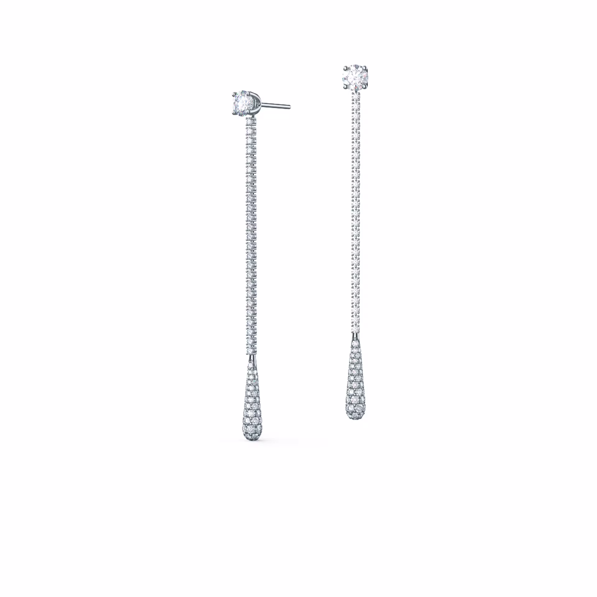 Exceptional Quality Round Diamonds set in 14k White Gold Drop Earring Jackets (Main View)