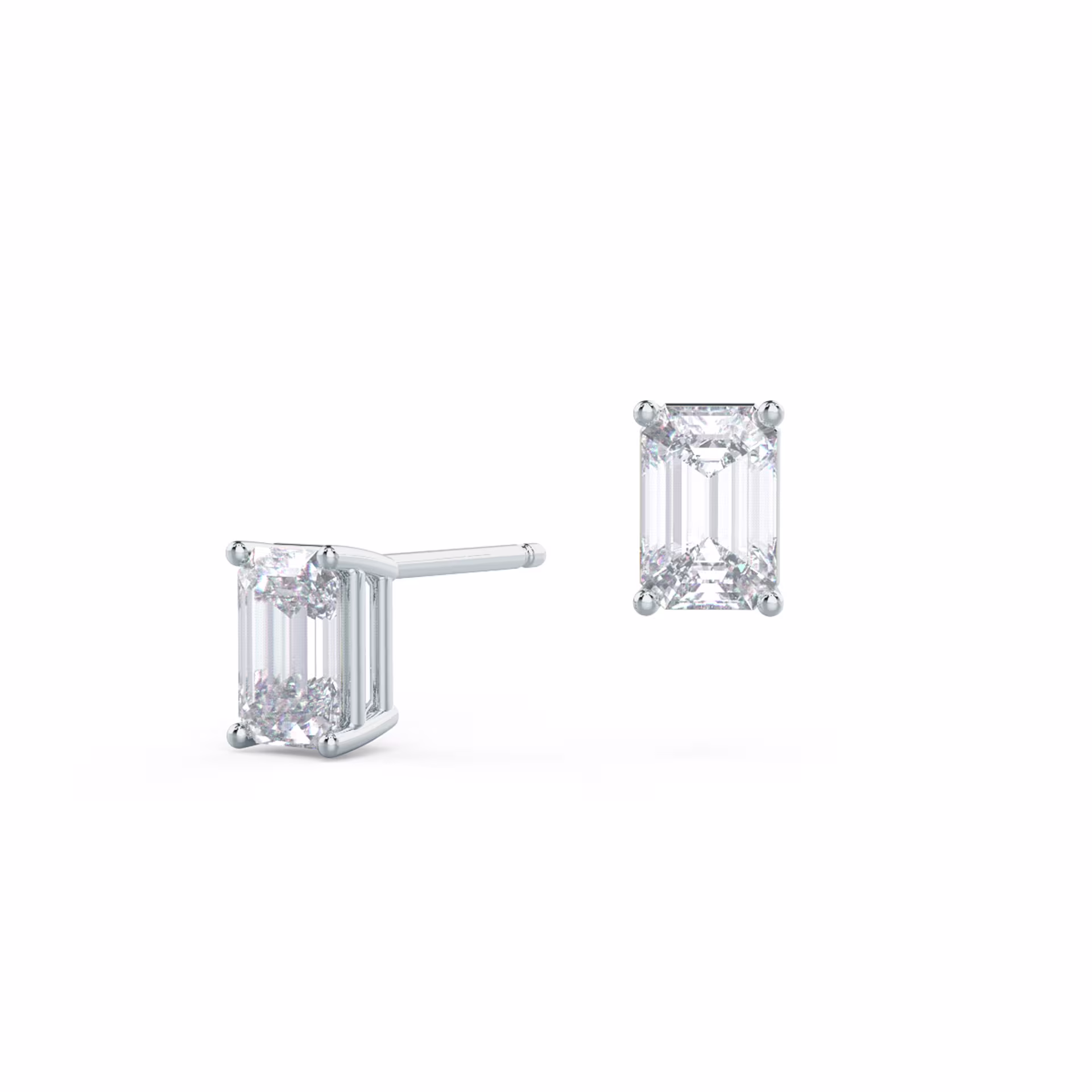 1.4 Carat Diamonds set in Platinum Emerald Cut Diamond Stud Earrings (Main View)