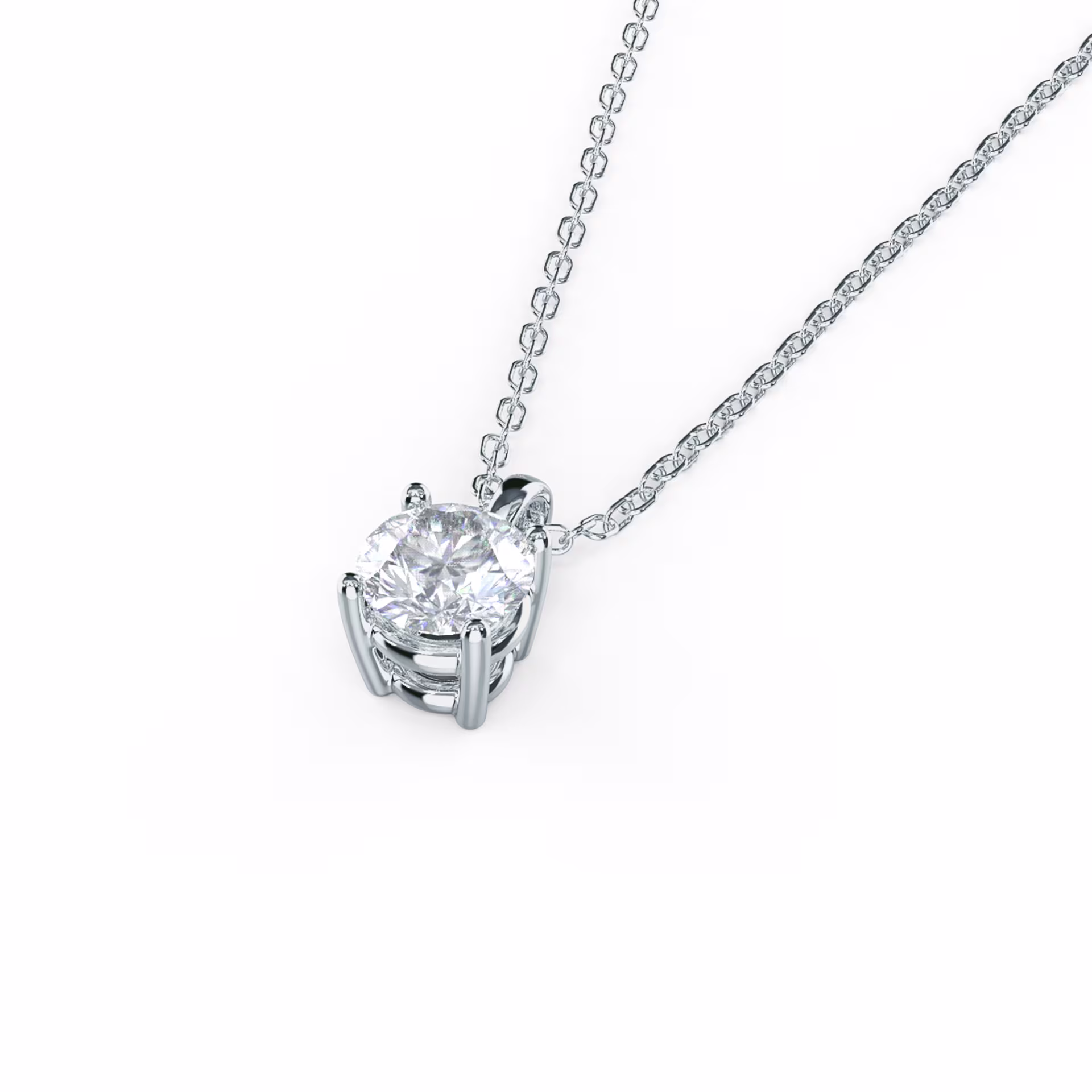 0.5 Carat Lab Grown Diamonds set in Platinum Classic Round Pendant (Side View)