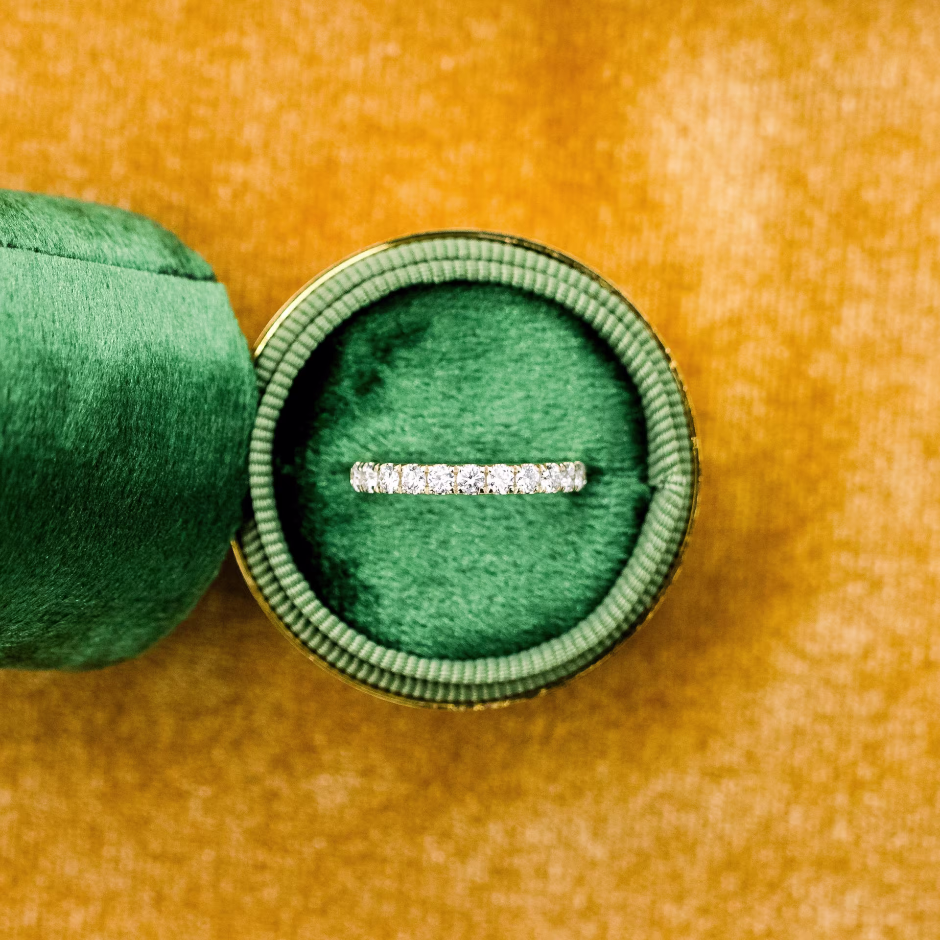 yellow gold half carat u pave lab diamond half eternity band ada diamonds design ad 083 macro