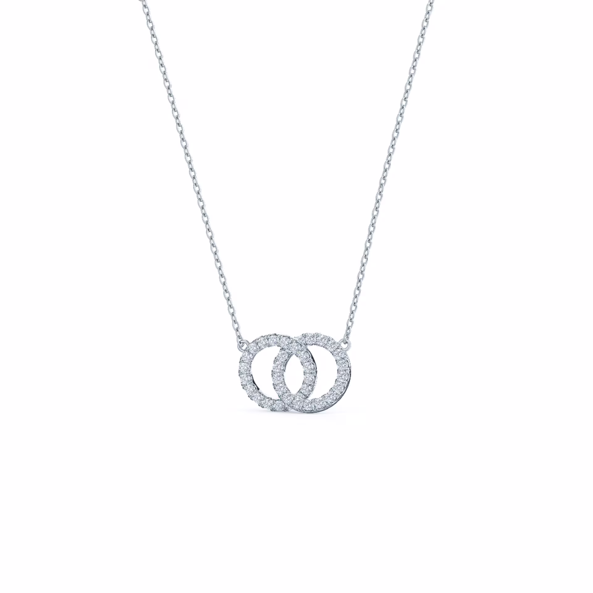 Interlocking Open Circle Double Karma Lab Created Diamond Necklace in Platinum Design-034