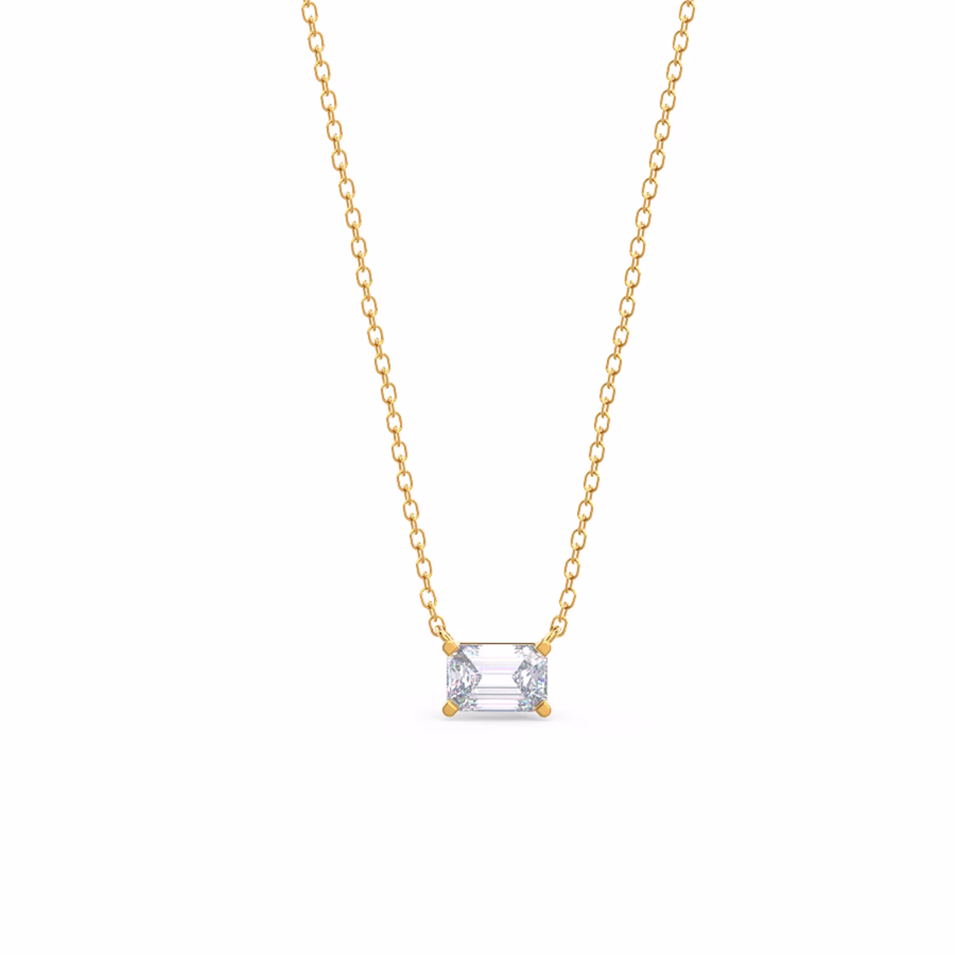 0.7 Carat Diamonds set in 14k Yellow Gold East-West Emerald Cut Diamond Pendant (Main View)