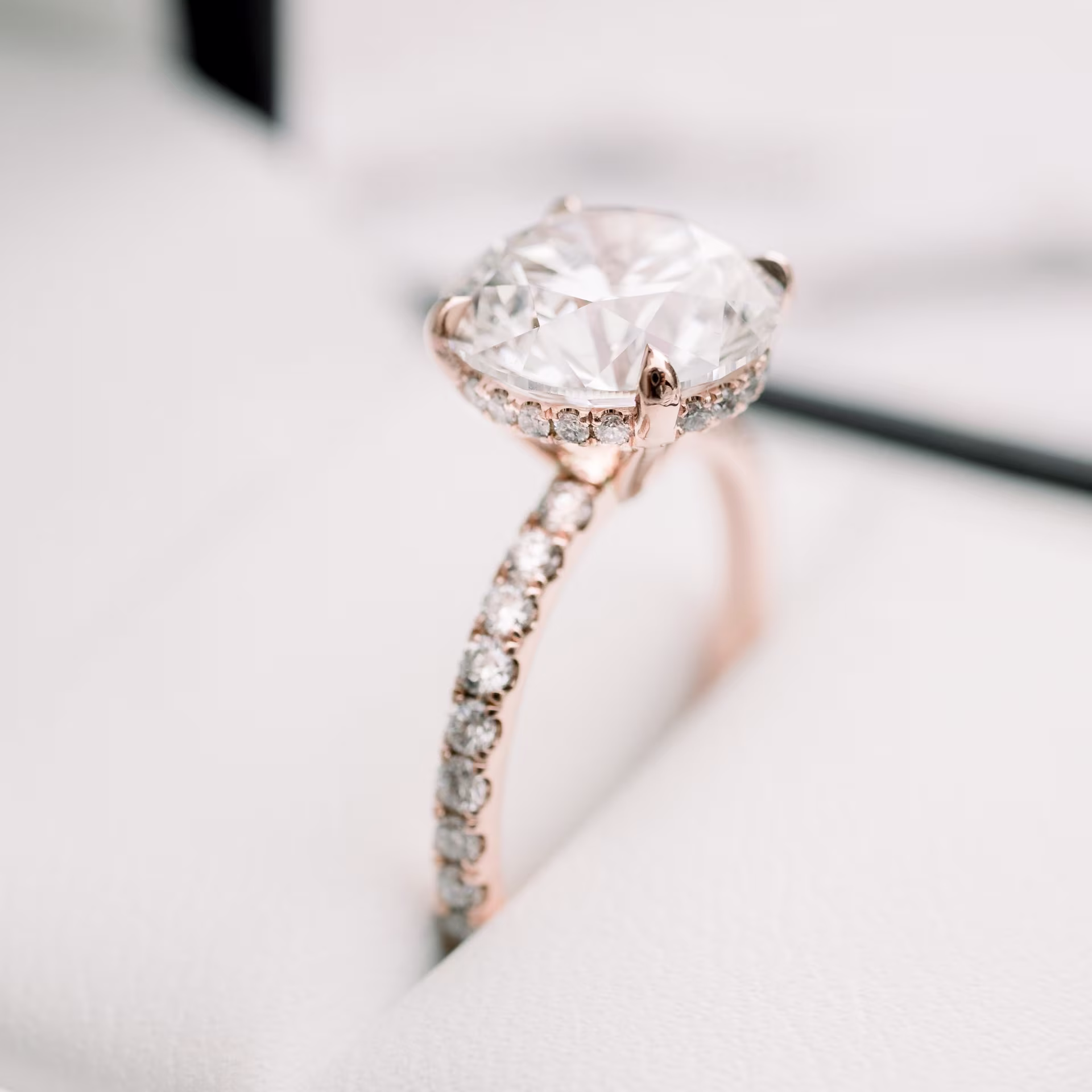 lab created diamond ring with pave