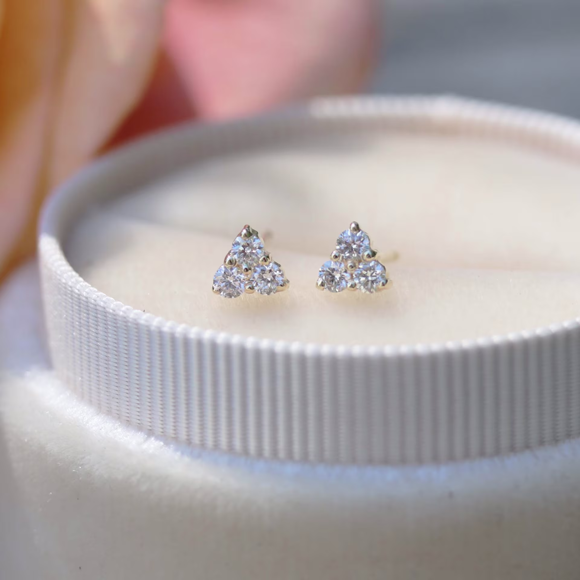 three stone fashion earrigns with lab diamonds