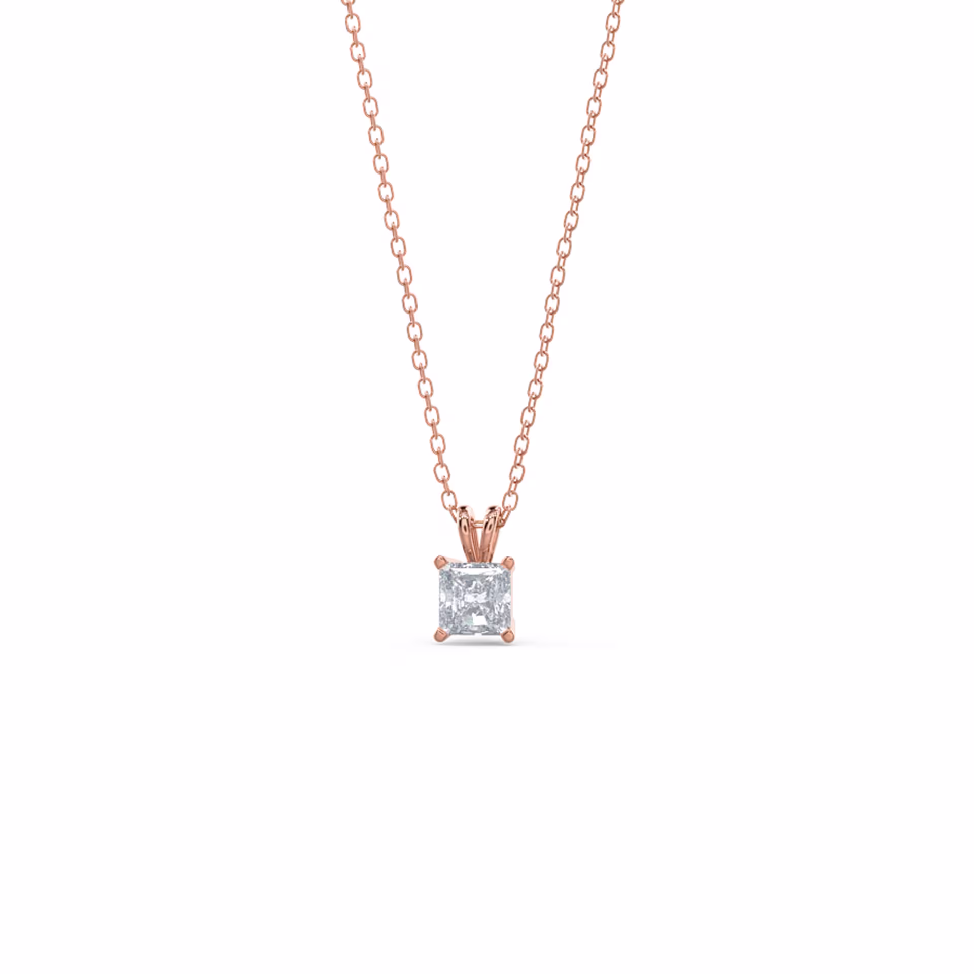0.5 Carat Lab Diamonds set in 14k Rose Gold Classic Radiant Pendant (Main View)
