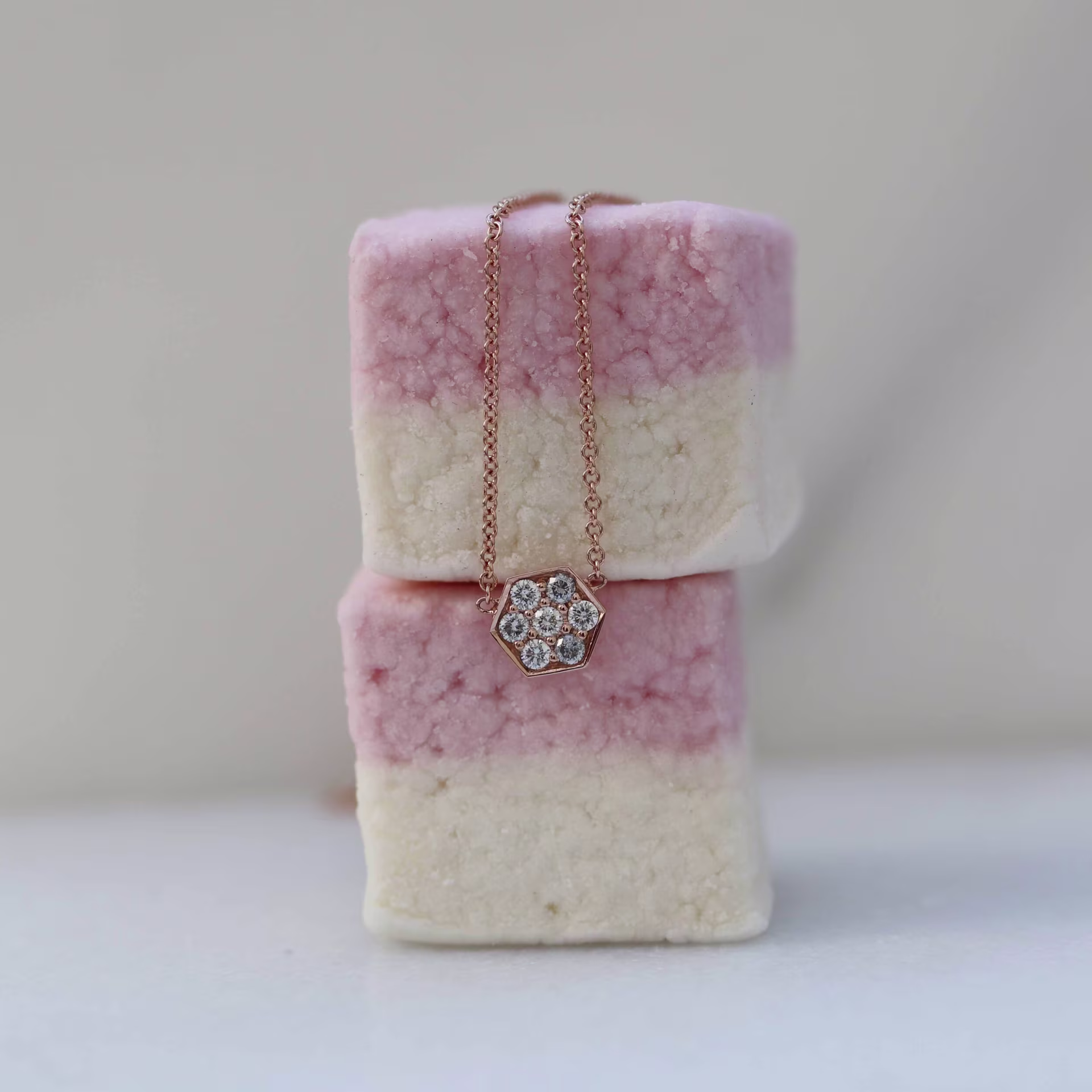 rose gold carbon neckalce lab diamonds