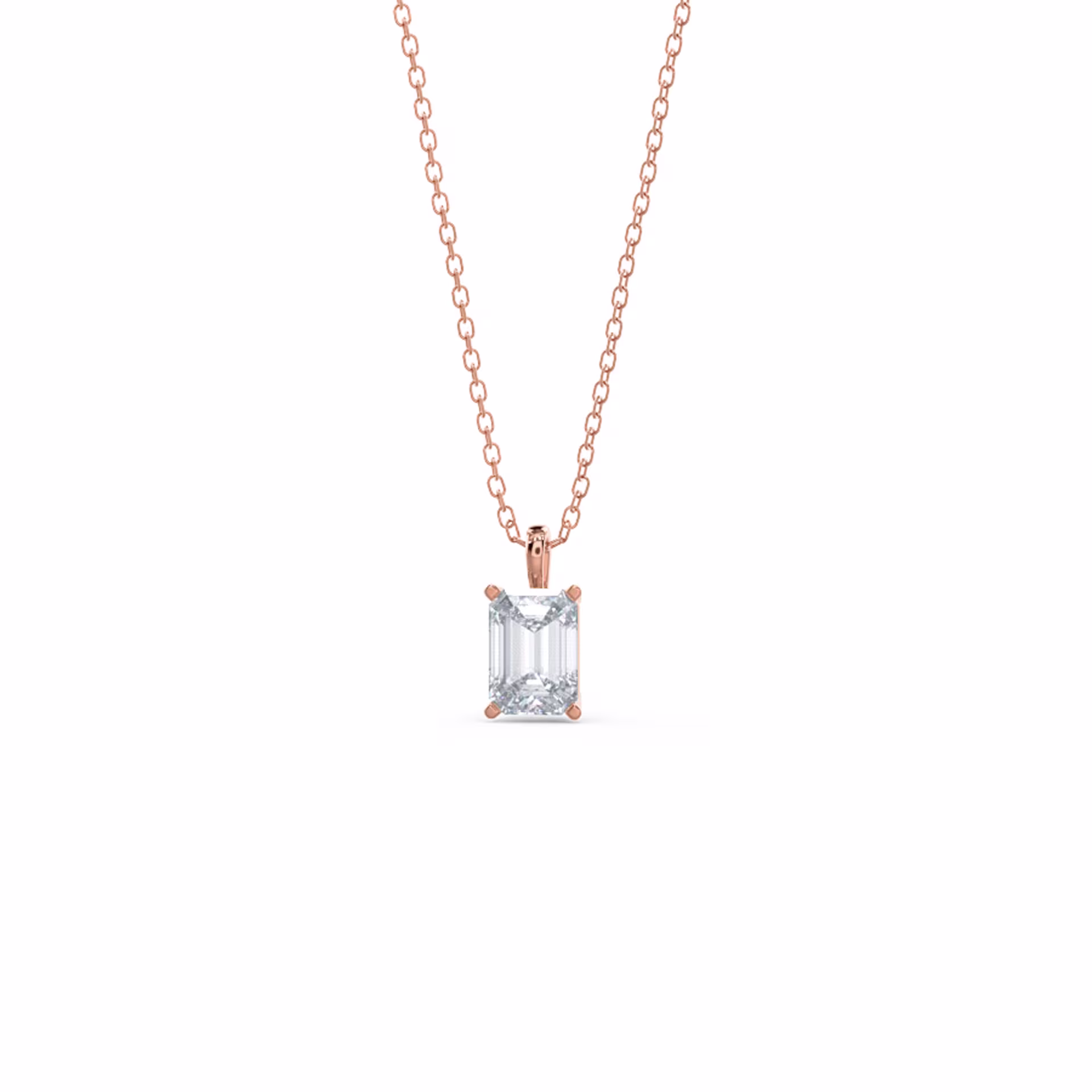1.0 ct Lab Diamonds set in 14 Karat Rose Gold Emerald Cut Diamond Pendant (Main View)