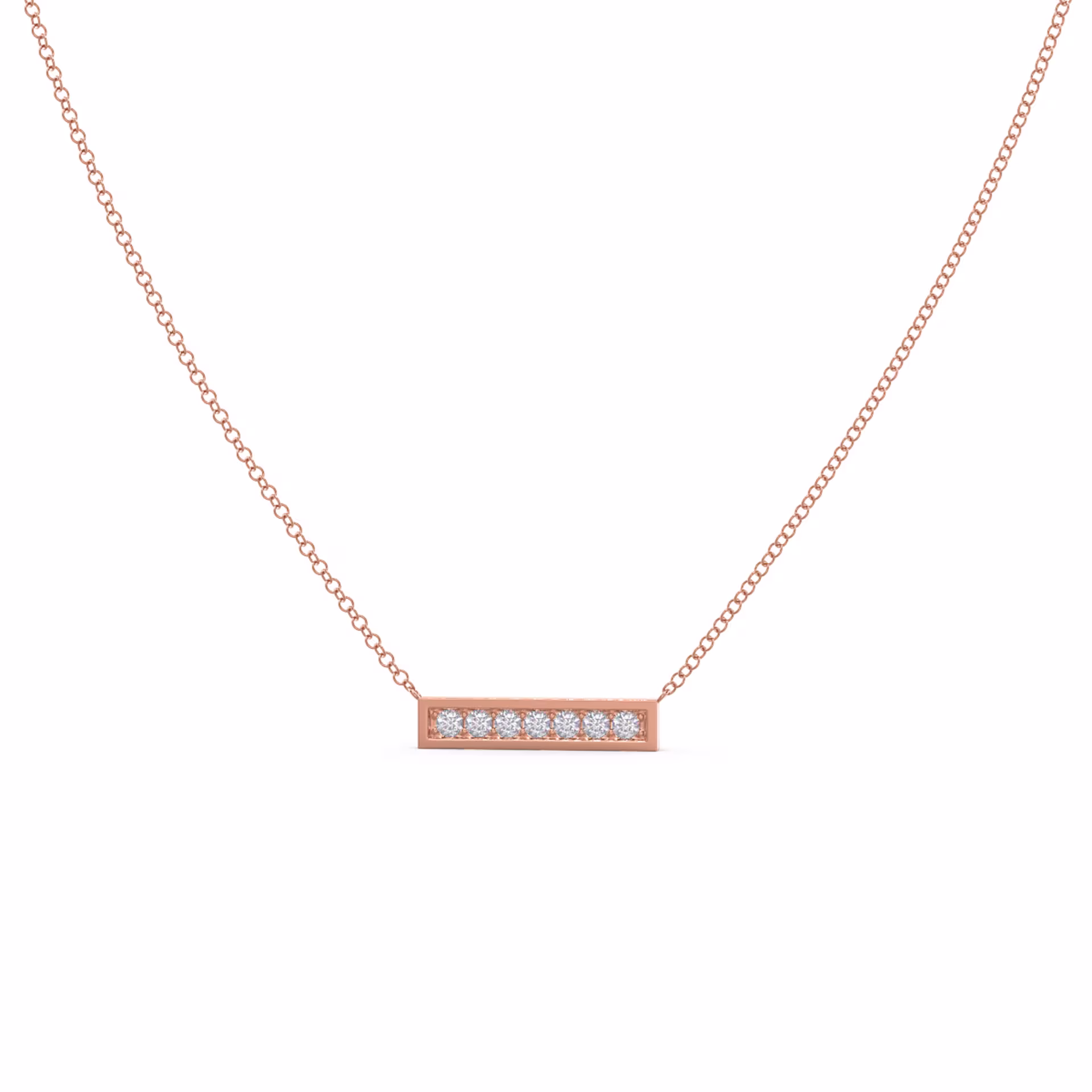 0.21 ct Round Lab Diamonds set in 14k Rose Gold Diamond Bar Pendant (Main View)