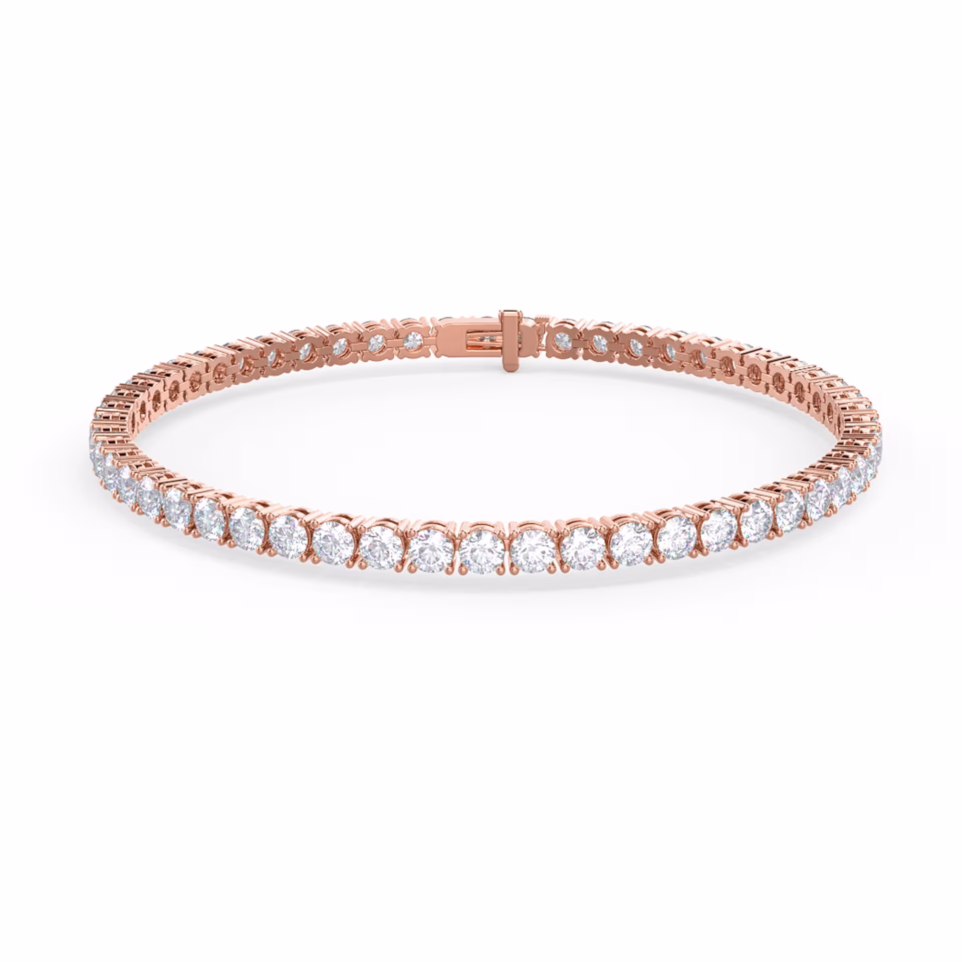 Hand Selected 6.0 ct Round Lab Grown Diamonds set in Rose Gold Four Prong Round Diamond Tennis Bracelet