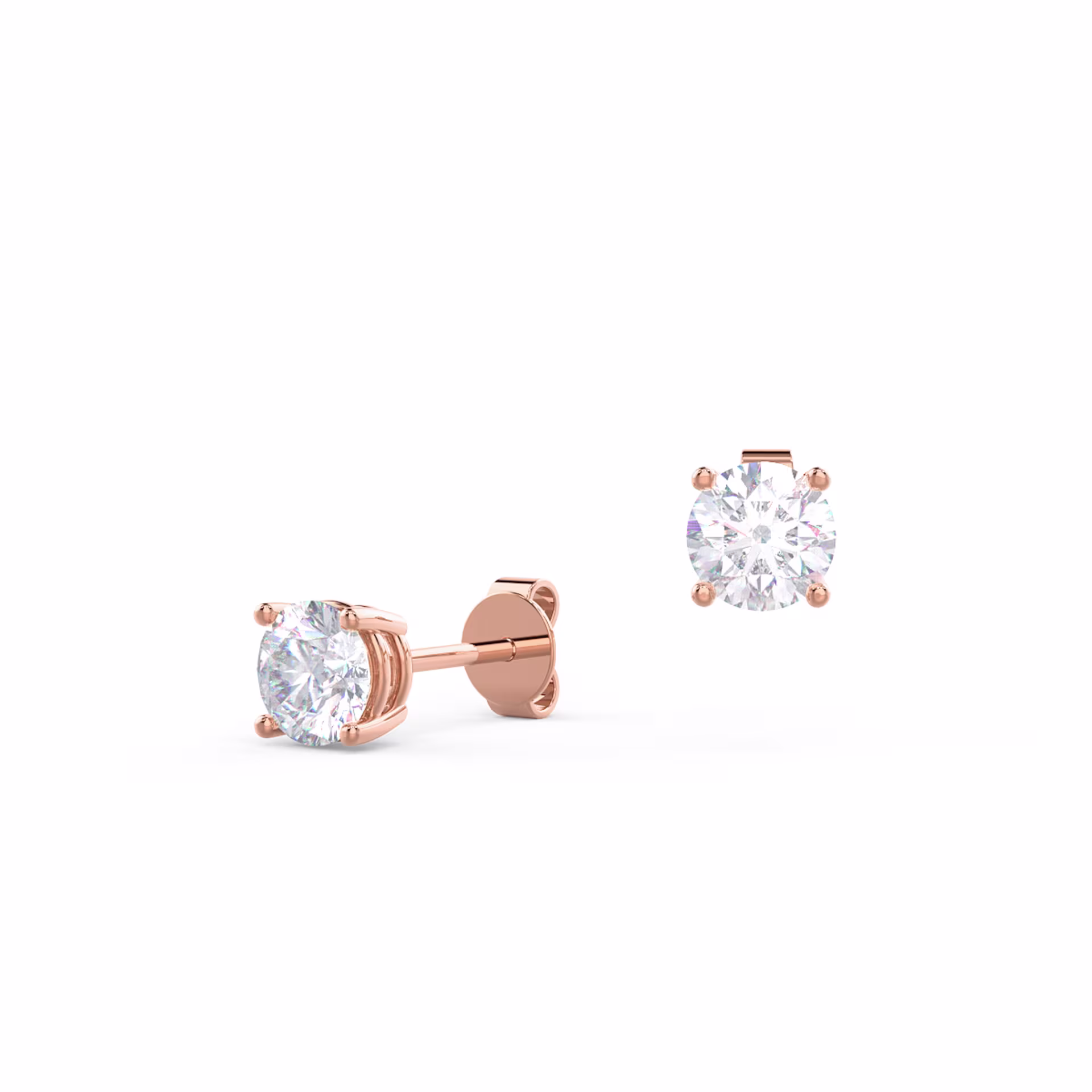 Exceptional Quality 0.7 ct Lab Diamonds set in 14kt Rose Gold Round Stud Earrings