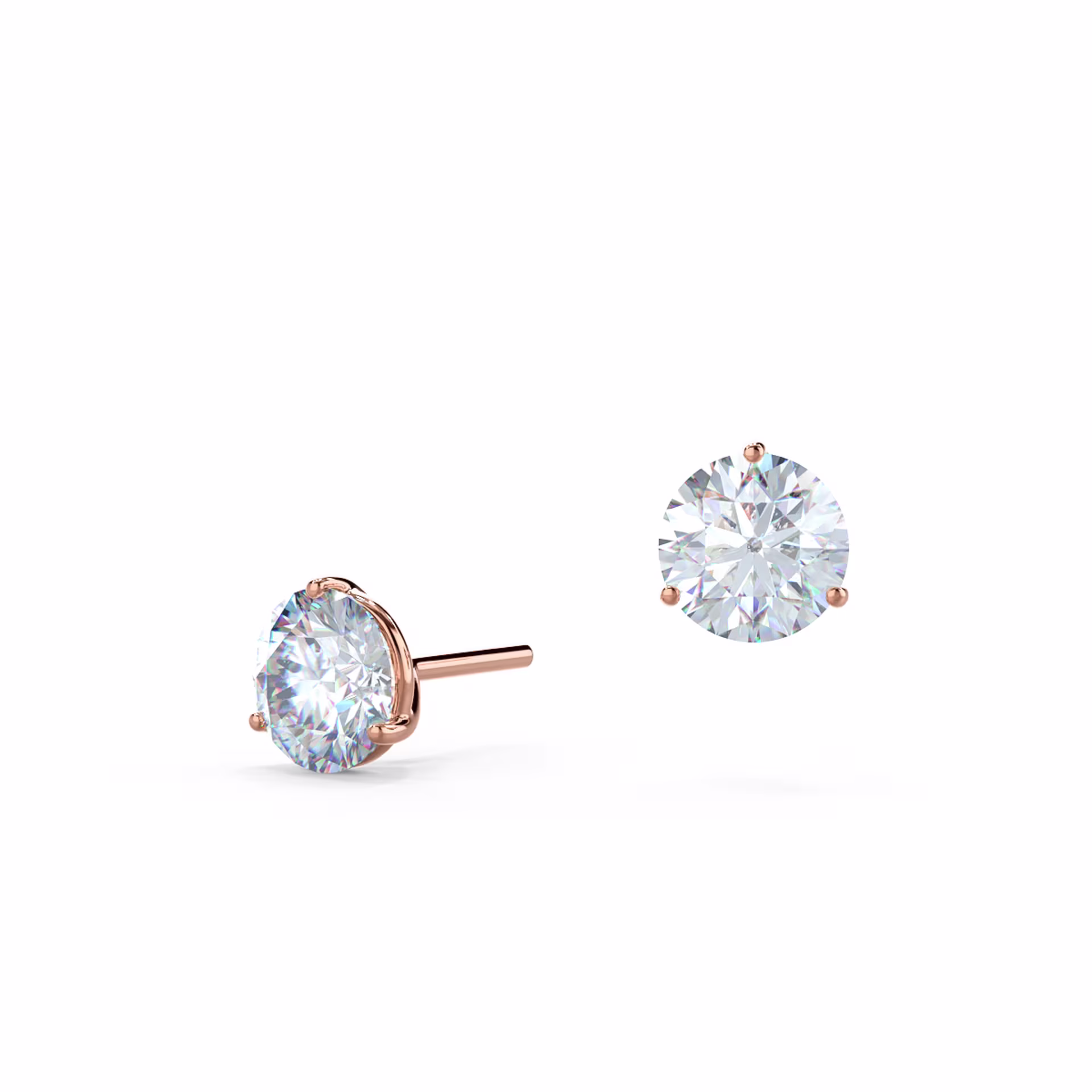 14k Rose Gold Lab Diamond Martini Stud Earrings featuring 1.5 ct Round Brilliant Man Made Diamonds (Main View)