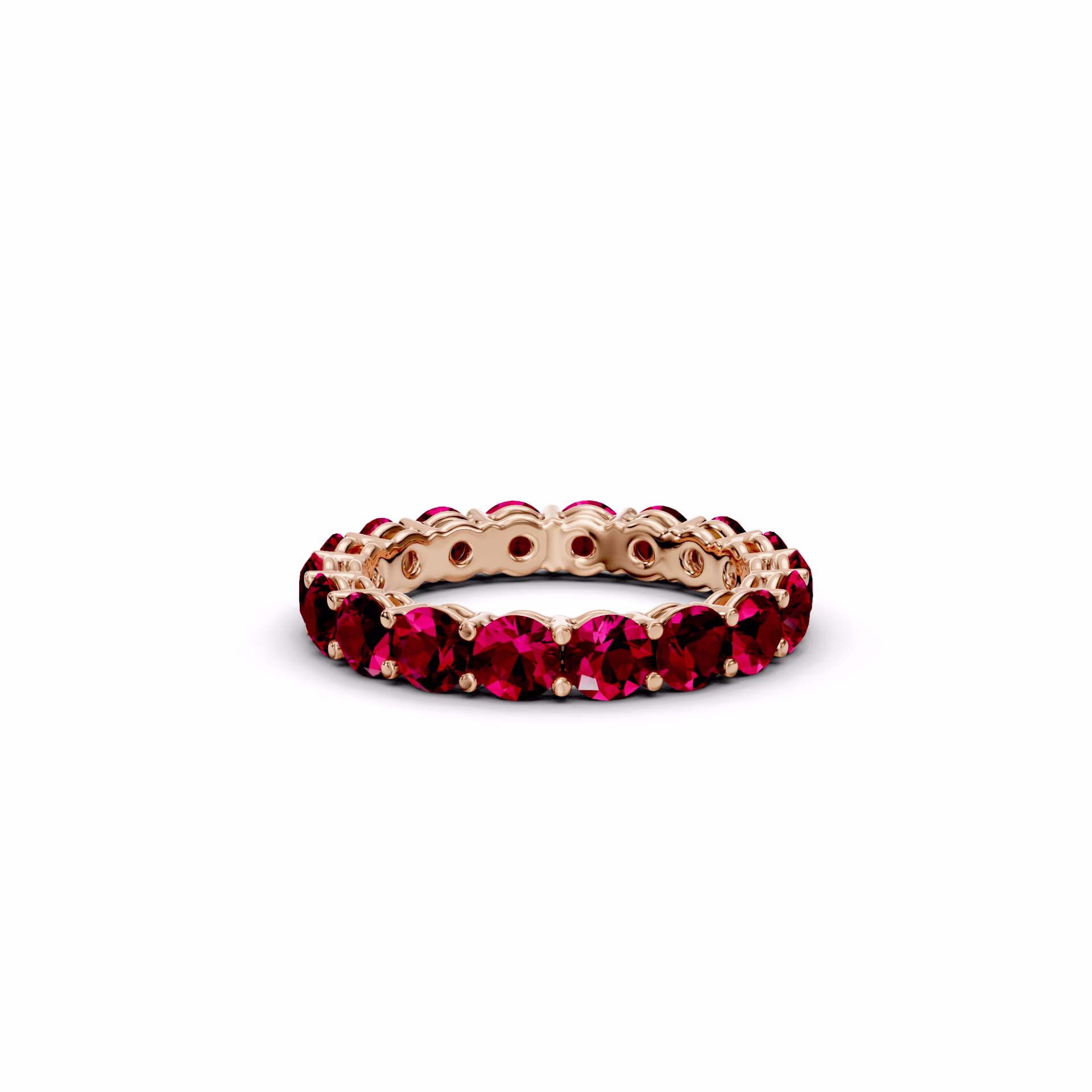 3 carat ruby eternity band in 14k gold main view ada diamonds ad081