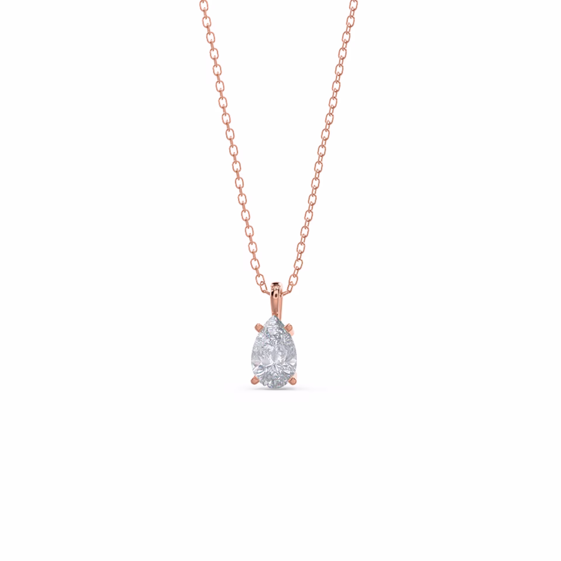 14k Rose Gold Classic Pear Pendant featuring 0.7 ctw Lab Diamonds (Main View)