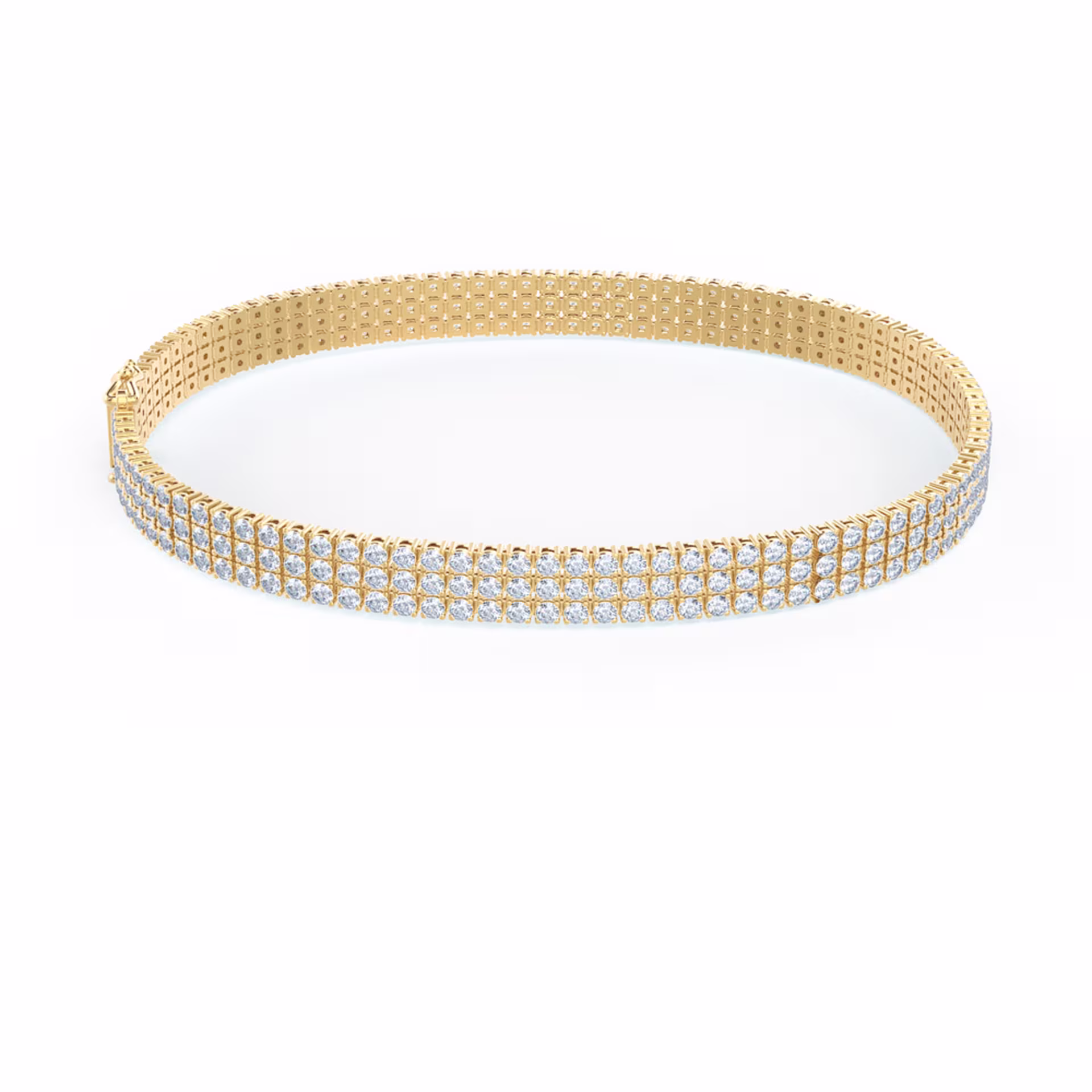 Tennis Three Row Lab Created Diamond Bracelet in Yellow Gold Design-191