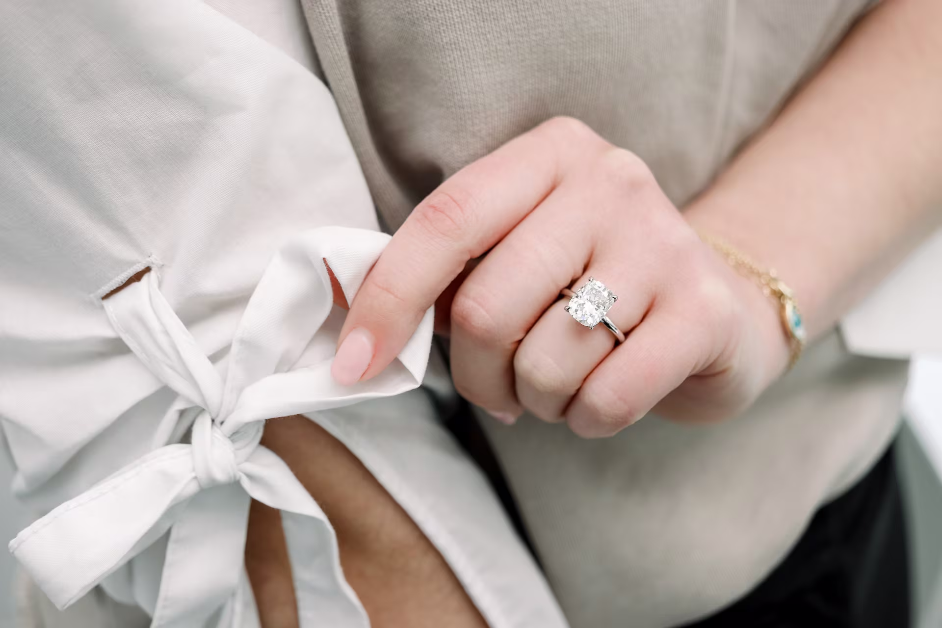 3.5ct cushion cut lab diamond solitaire platinum on model