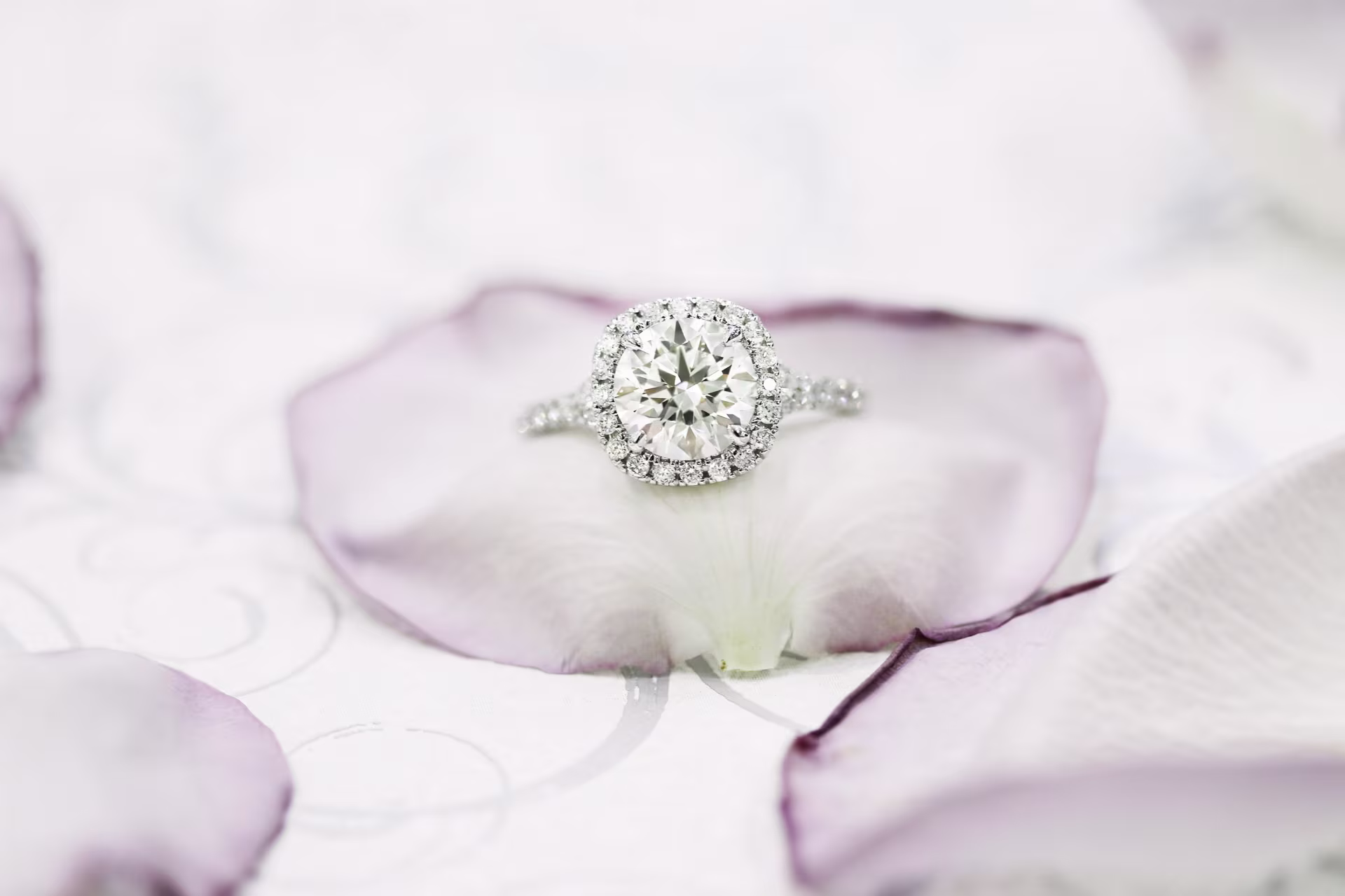 2.25ct round in halo split shank setting