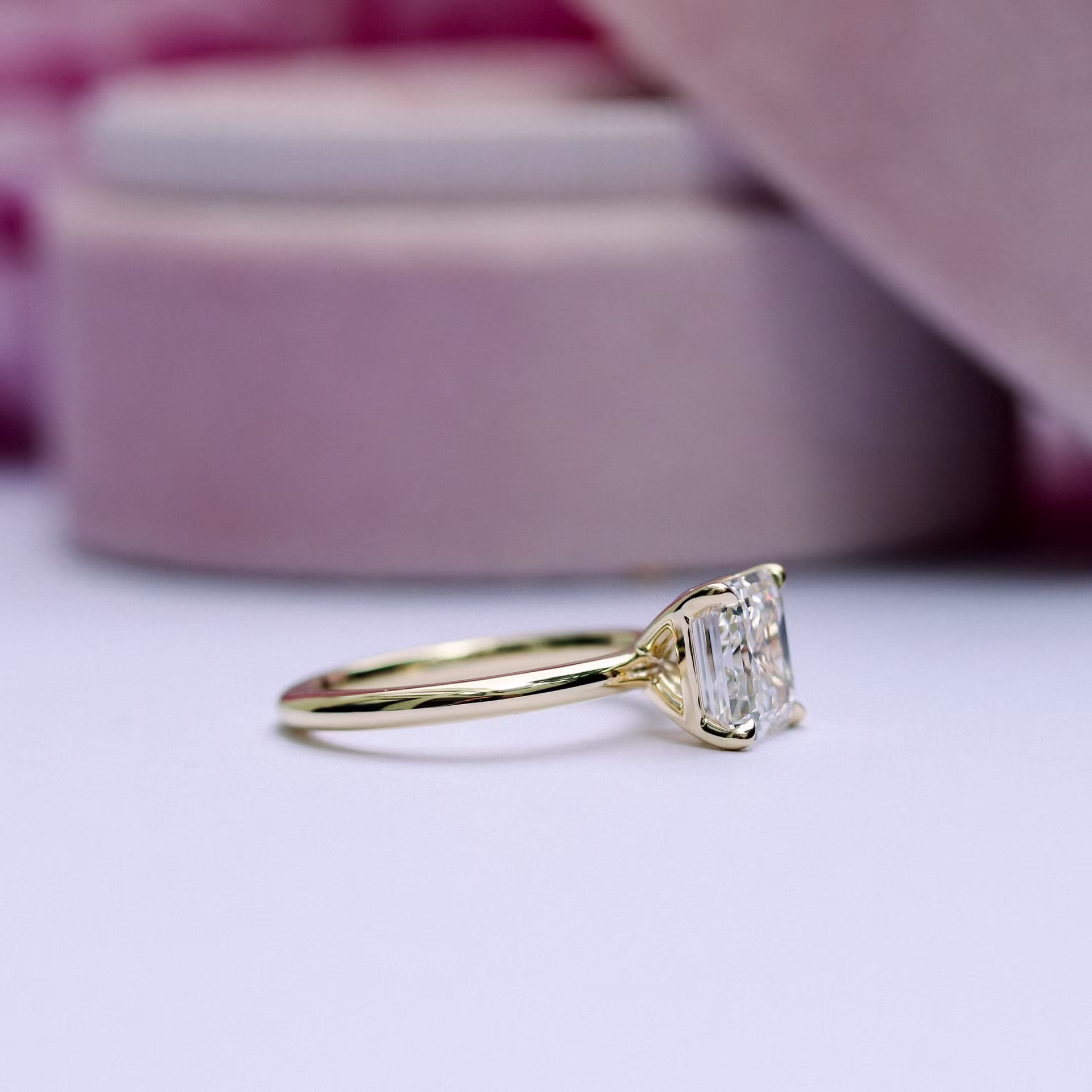 2.25ct asscher cut lab diamond yellow gold solitaire