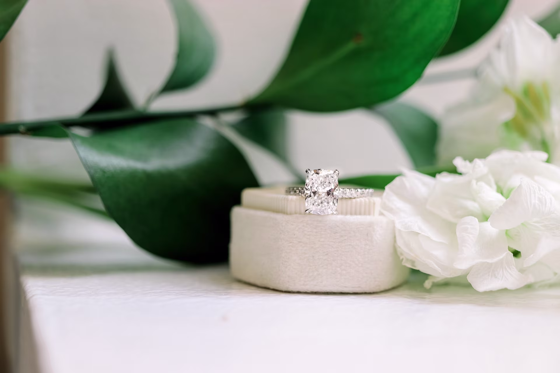 cushion pave lab diamond engagement ring