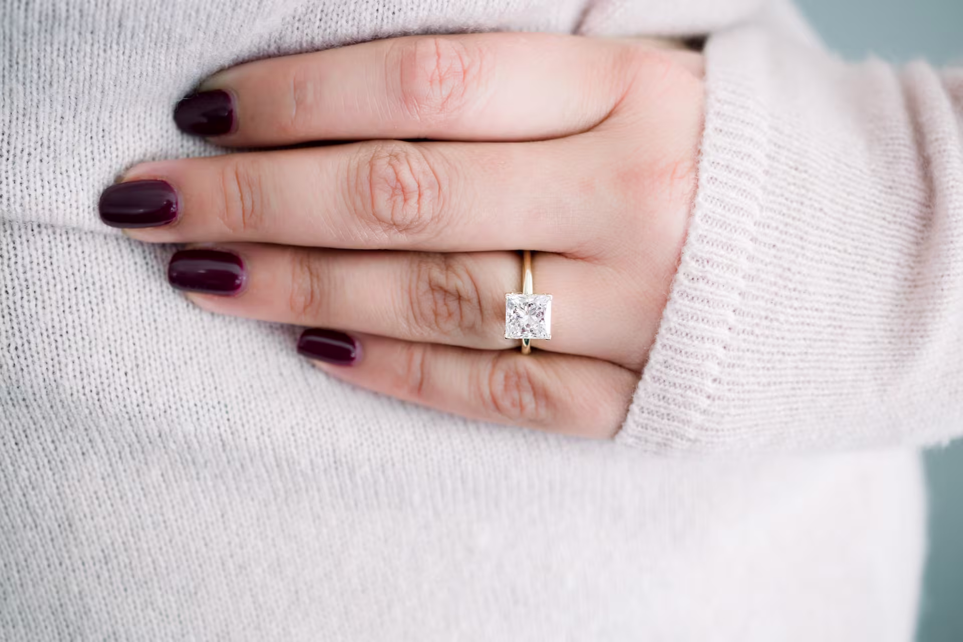 2.25ct princess cut lab diamond solitaire ring