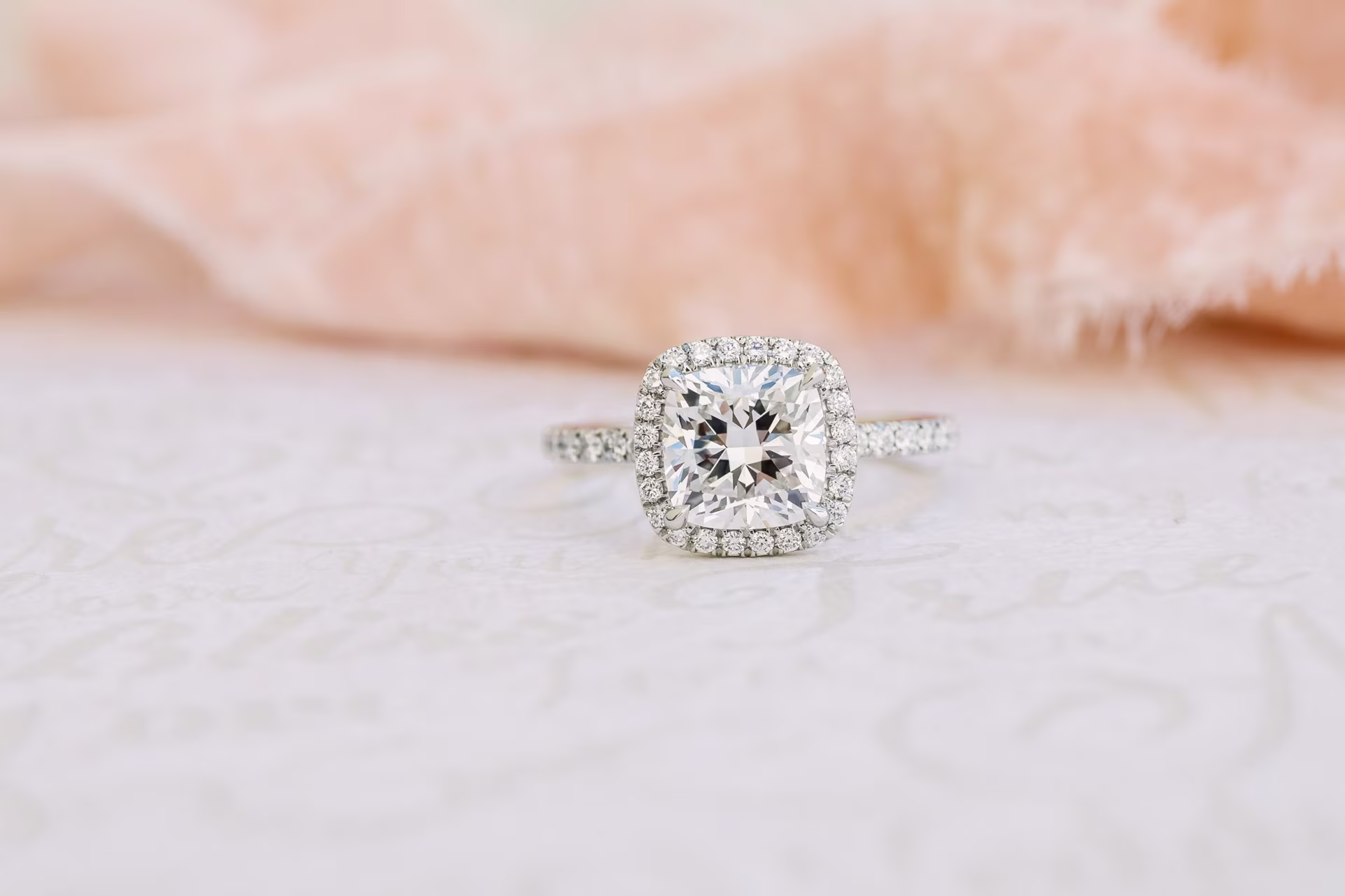 2.5ct cushion cut lab diamond engagement ring