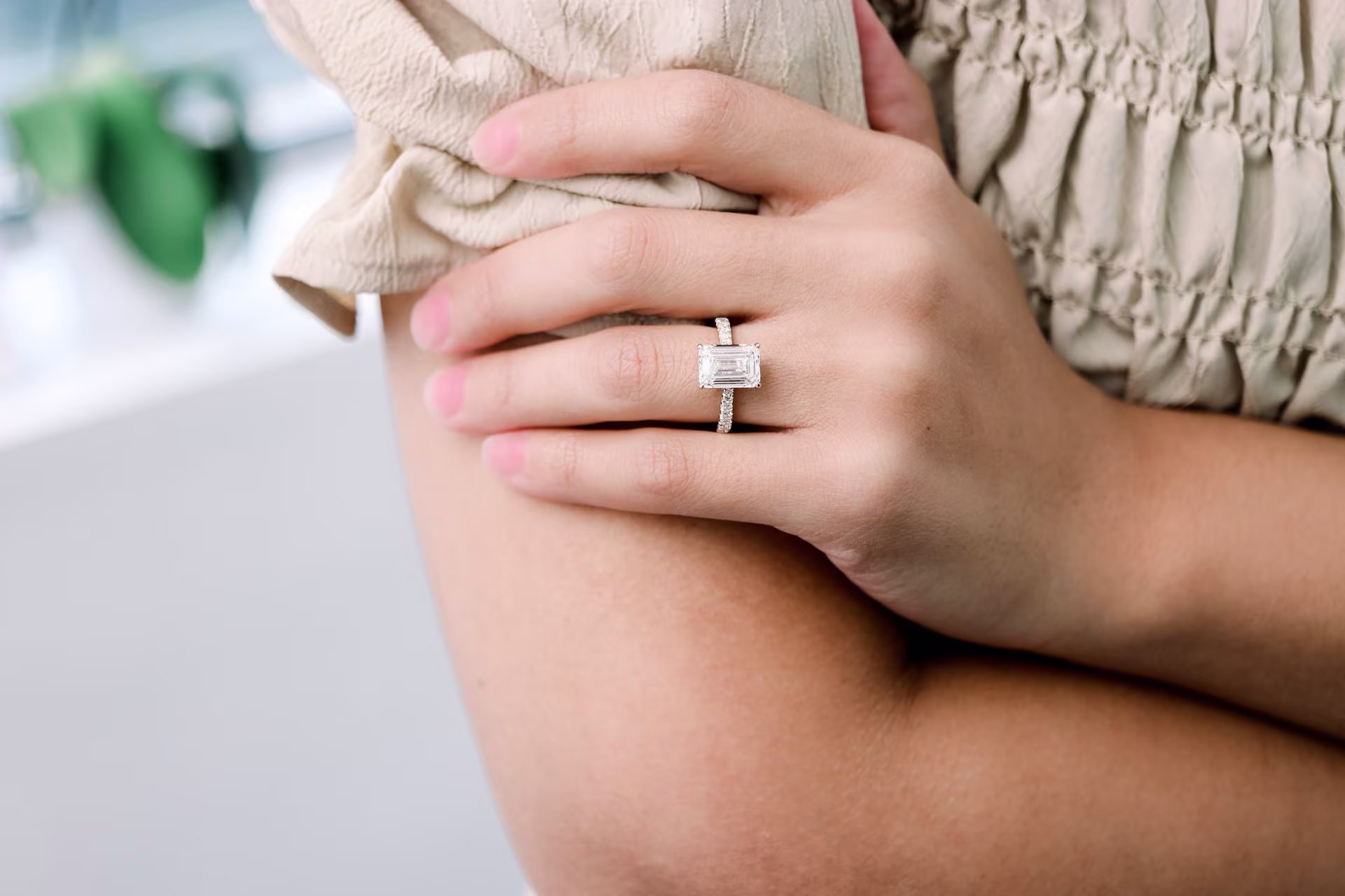 4ct emerald pave engagement ring