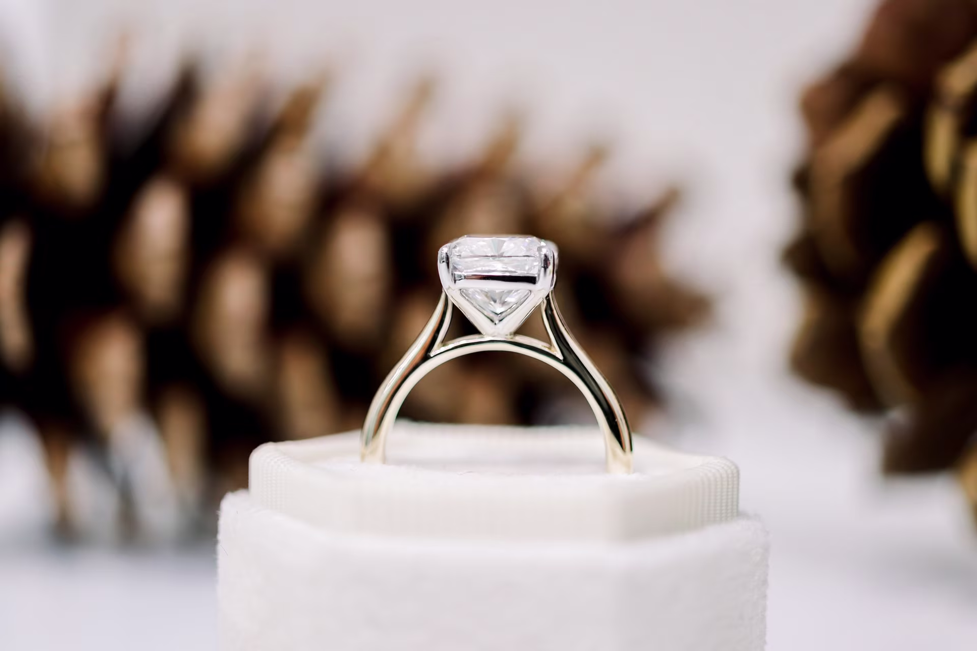 3.5ct cushion cut lab diamond in two-stone solitaire