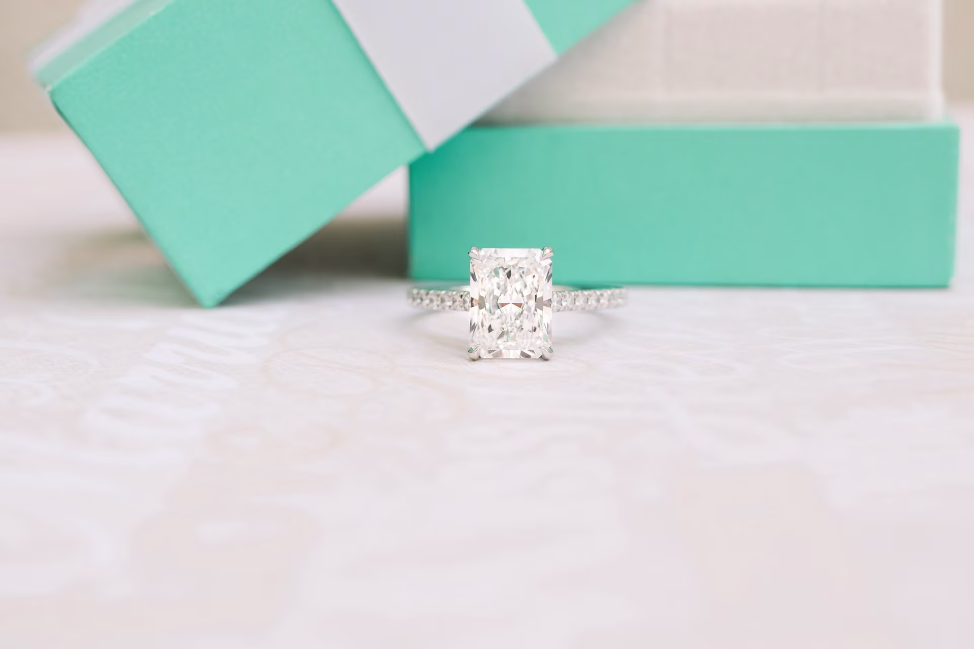 3ct radiant cut in pave setting