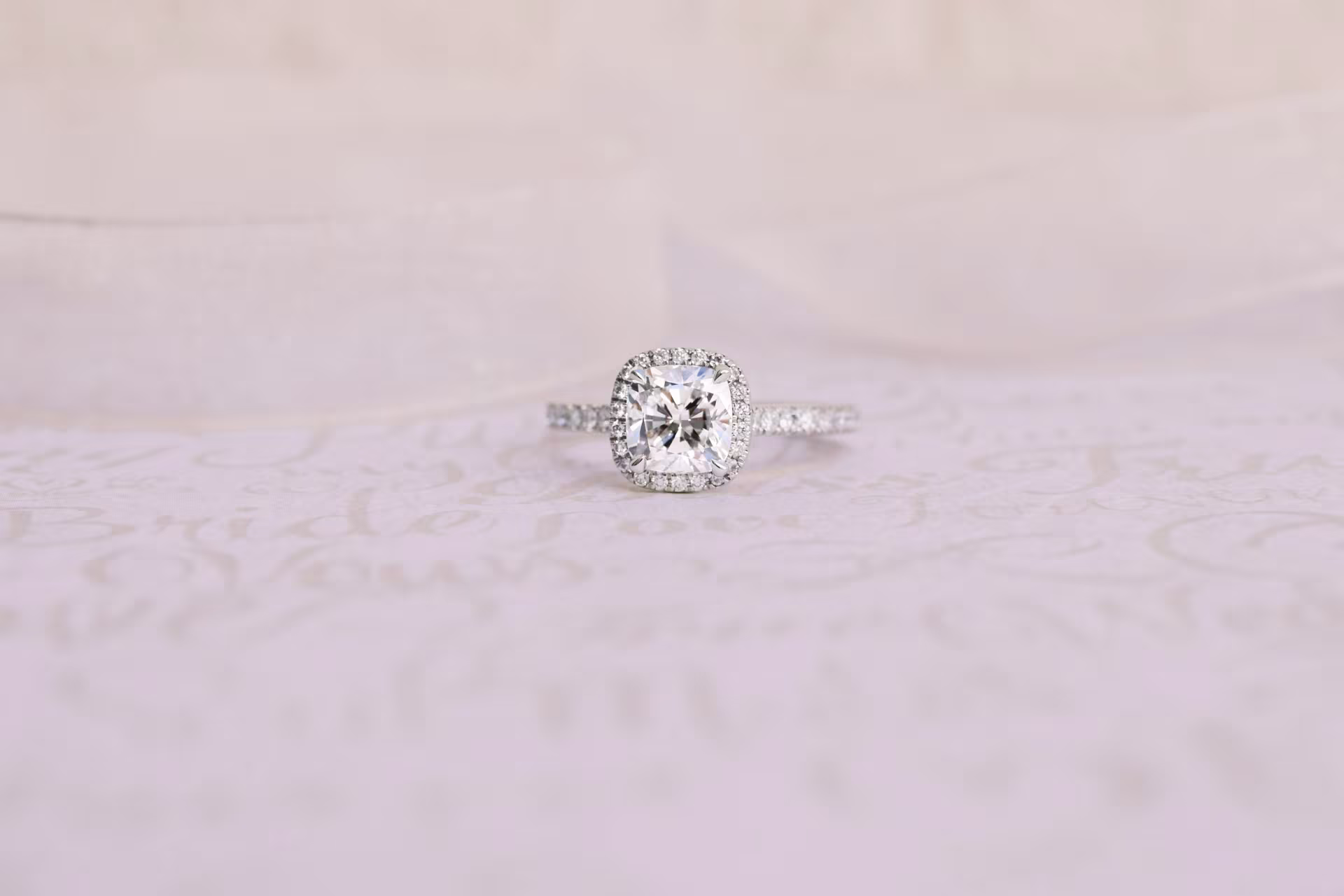 1.75ct cushion cut in halo setting
