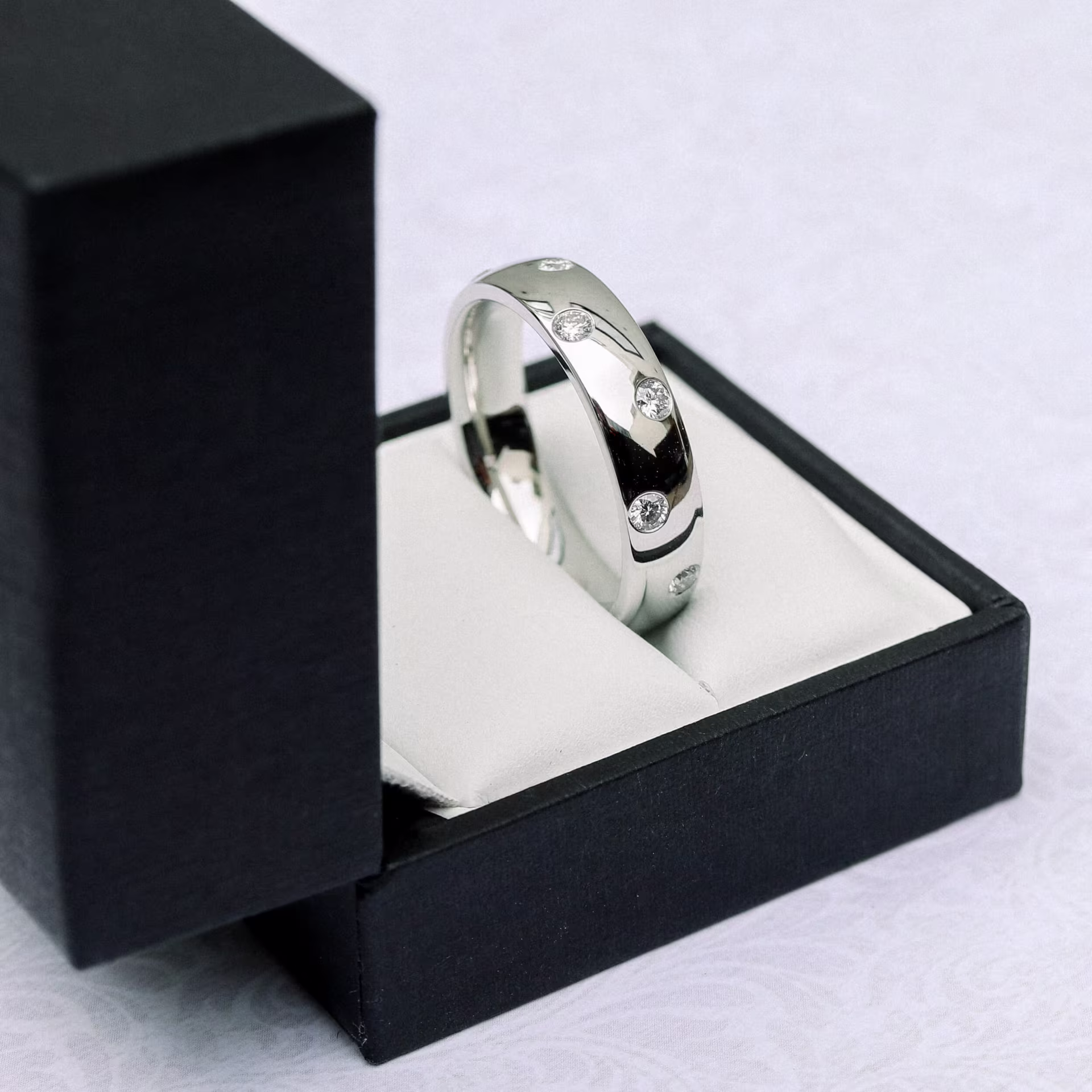 Custom Lab Diamond Mens Wedding Band Platinum AD-183