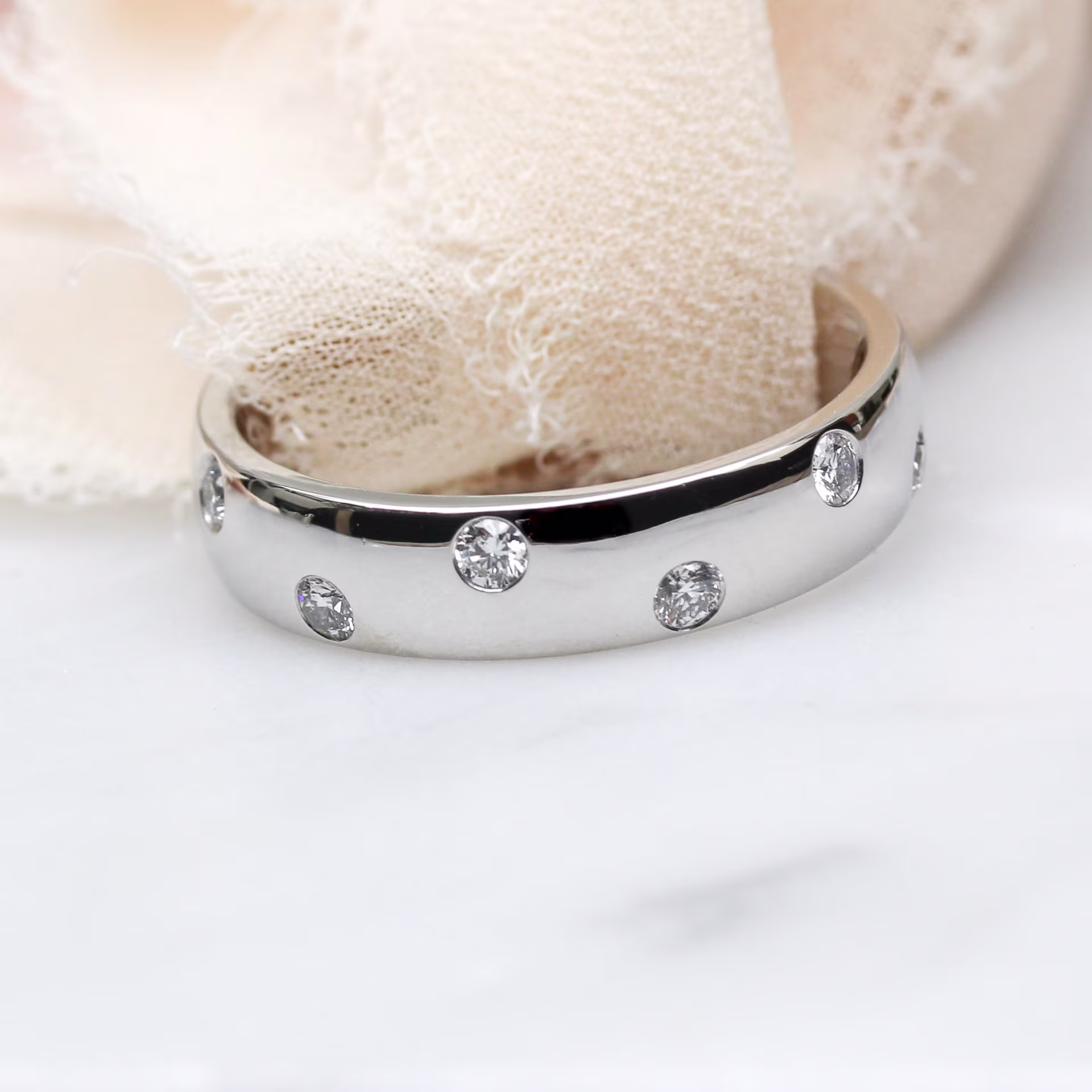 Custom Lab Diamond Mens Wedding Ring Platinum AD-183